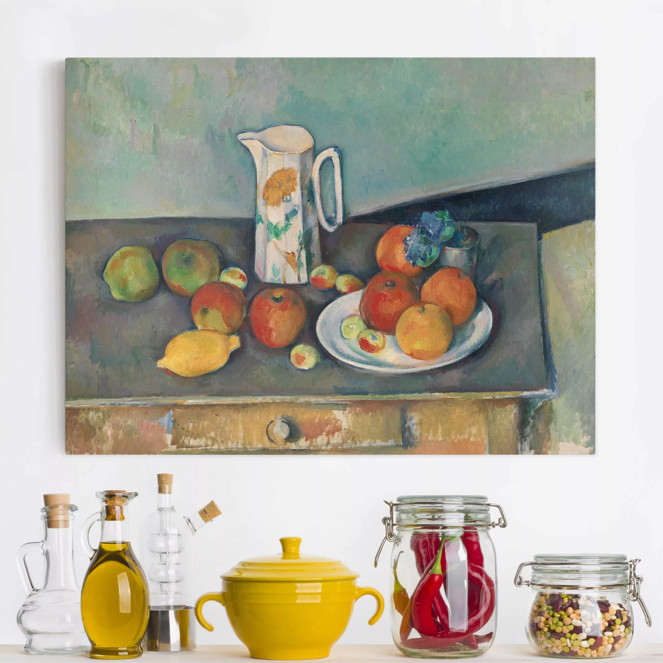 Leinwandbild Kunstdruck Paul Cézanne - Stillleben Milchkrug günstig online kaufen