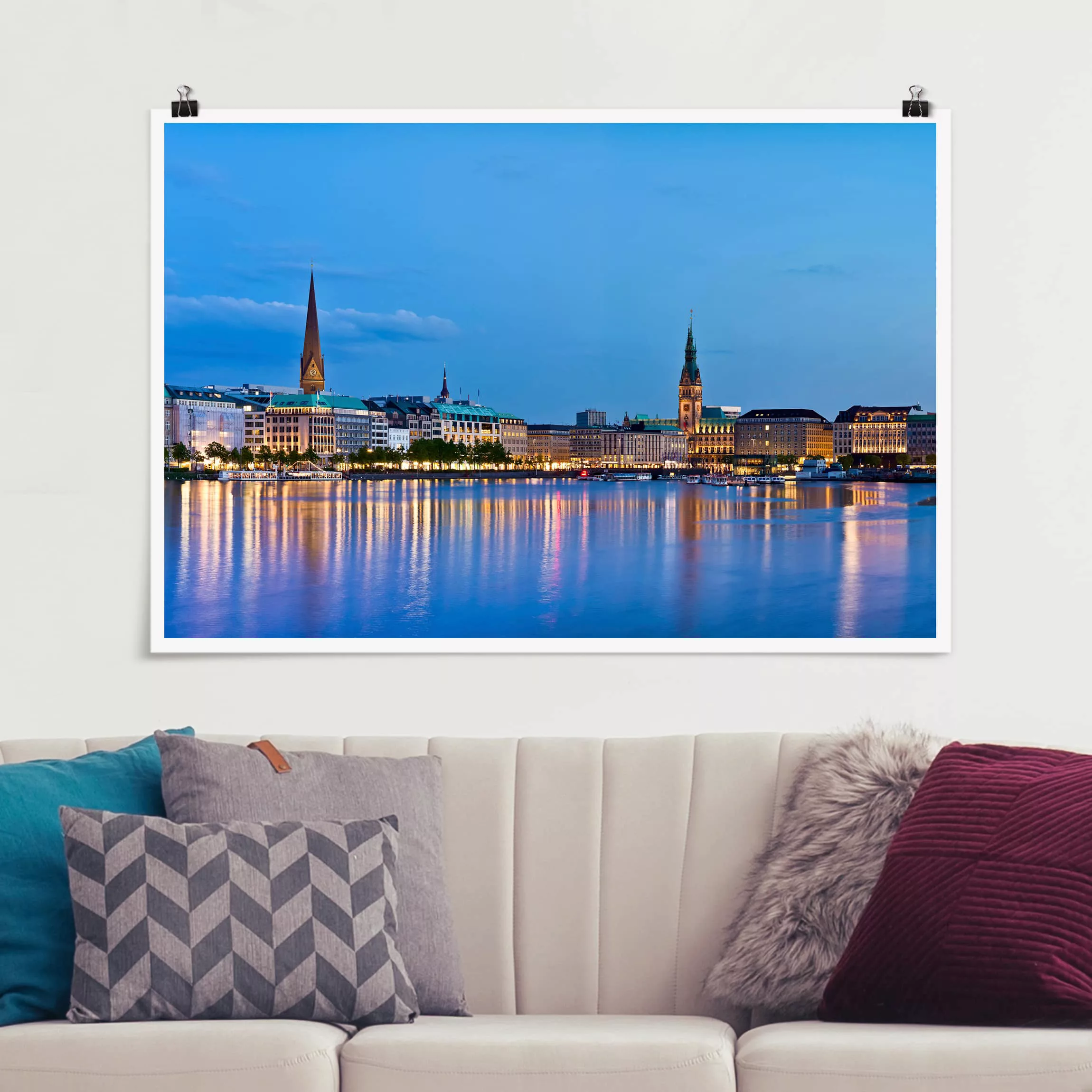Poster Architektur & Skyline - Querformat Hamburg Skyline günstig online kaufen