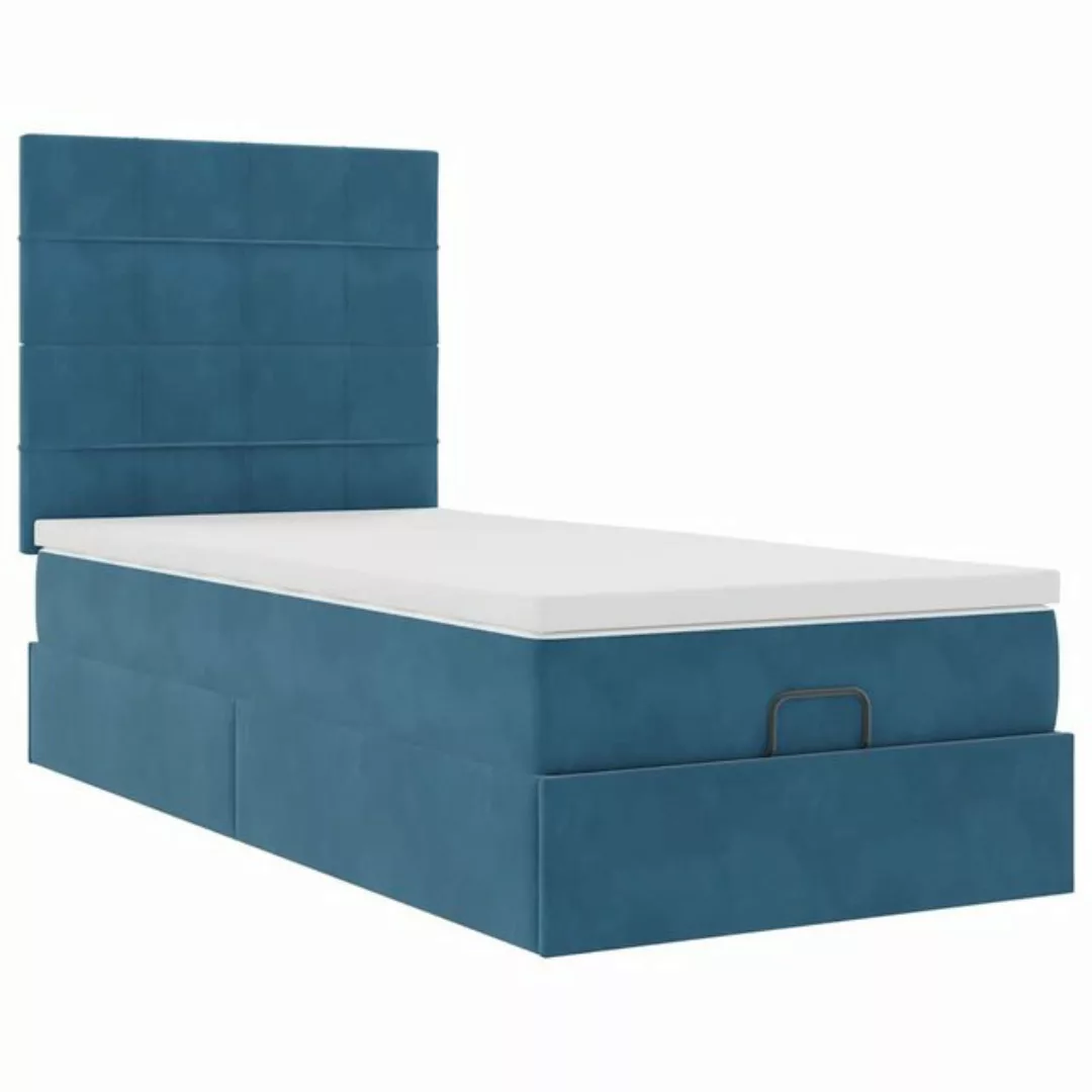 vidaXL Bett Ottoman-Bett mit Matratzen & LEDs Dunkelblau 80x200 cm Samt günstig online kaufen