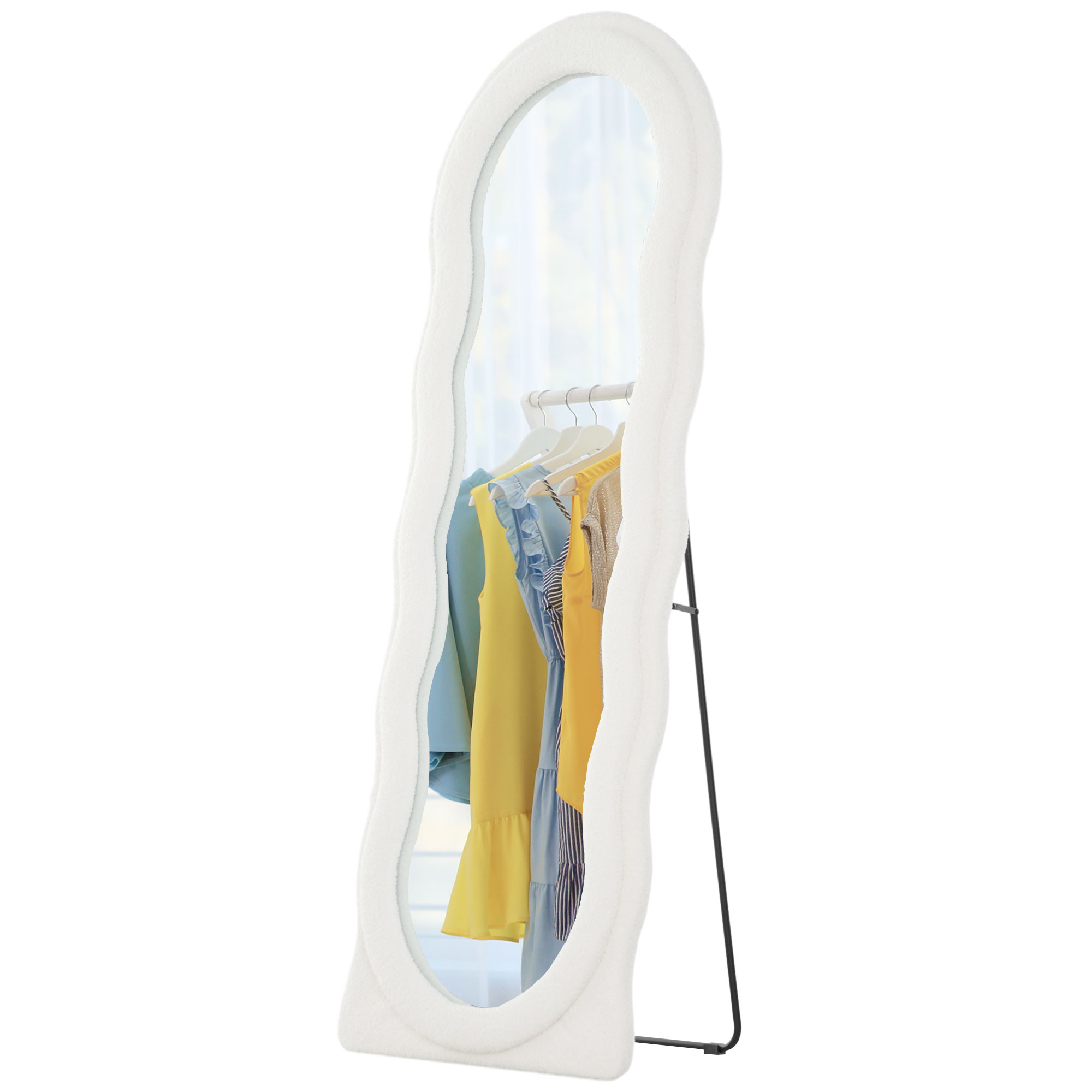 HOMCOM Ganzkörperspiegel 160 x 60 cm Gewölbter Standspiegel mit Wellendesig günstig online kaufen
