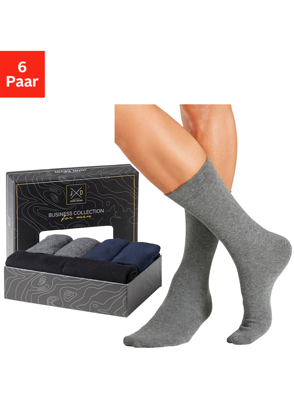 John Devin Businesssocken, (Packung, 6 Paar), lange Form, wertig in Box ver günstig online kaufen