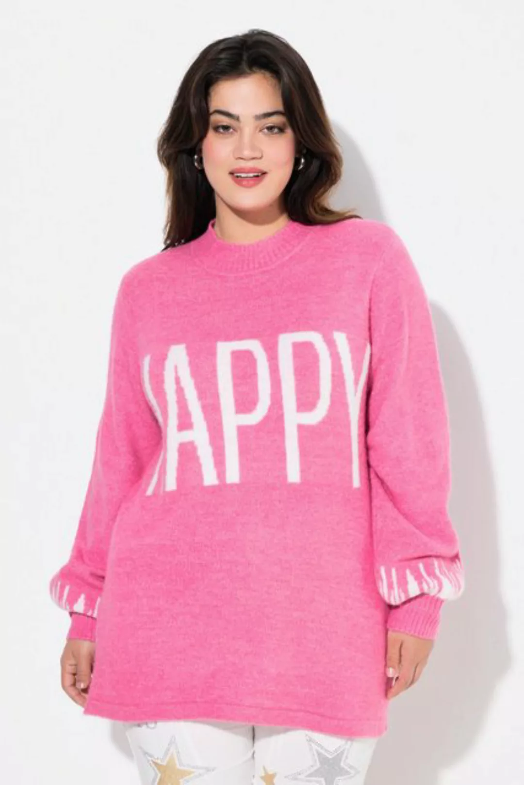 Angel of Style Rollkragenpullover Pullover HAPPY-Statement Ballon-Langarm günstig online kaufen