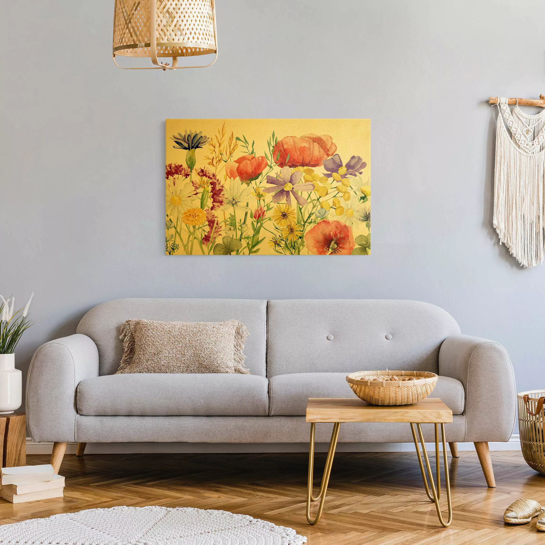 Leinwandbild Aquarellierte Blumen günstig online kaufen