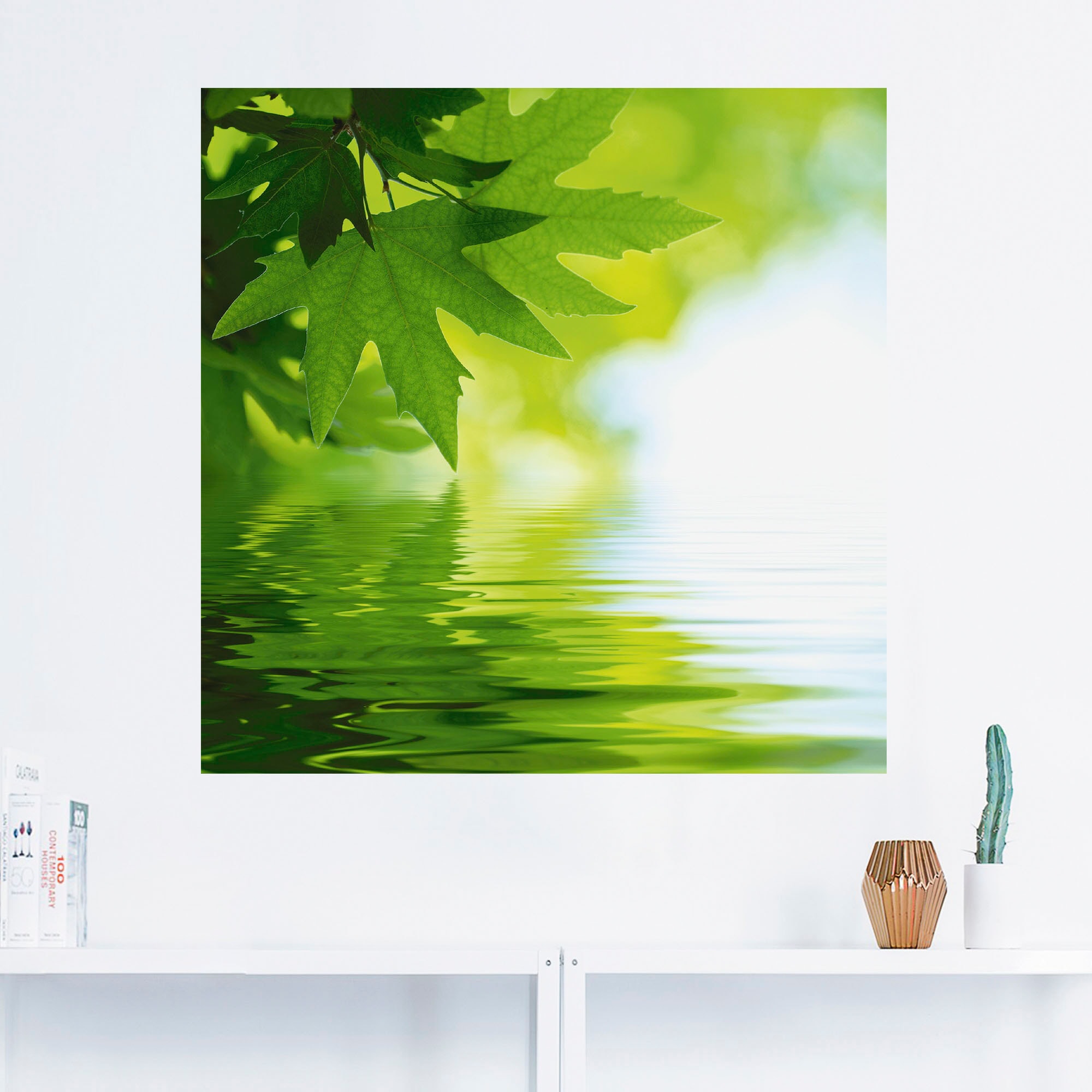 Artland Wandbild "Grüne Blätter reflektieren im Wasser", Blätter, (1 St.), günstig online kaufen