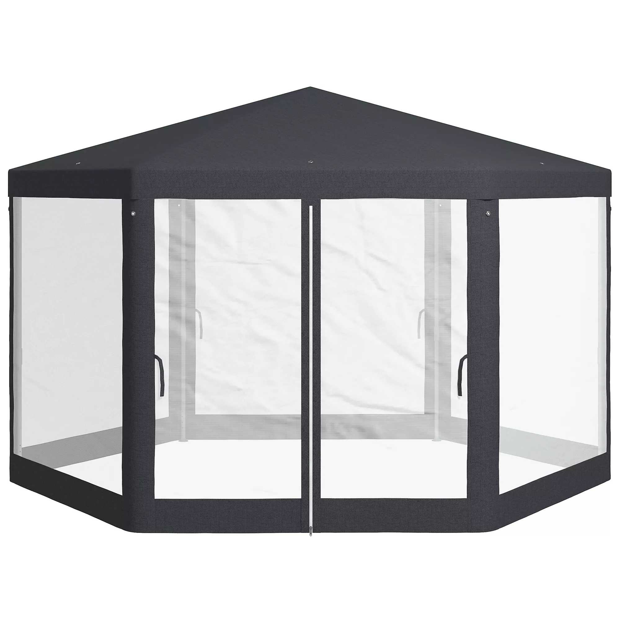 Outsunny Pavillon 4x4 m Gartenpavillon mit Moskitonetz, 6-eckig, Partyzelt günstig online kaufen