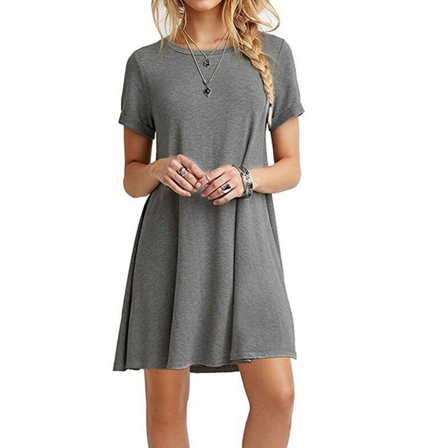 Lubgitsr Jerseykleid Kleid Kurzarm MiniKleid Sommerkleid für Damen Kleider günstig online kaufen