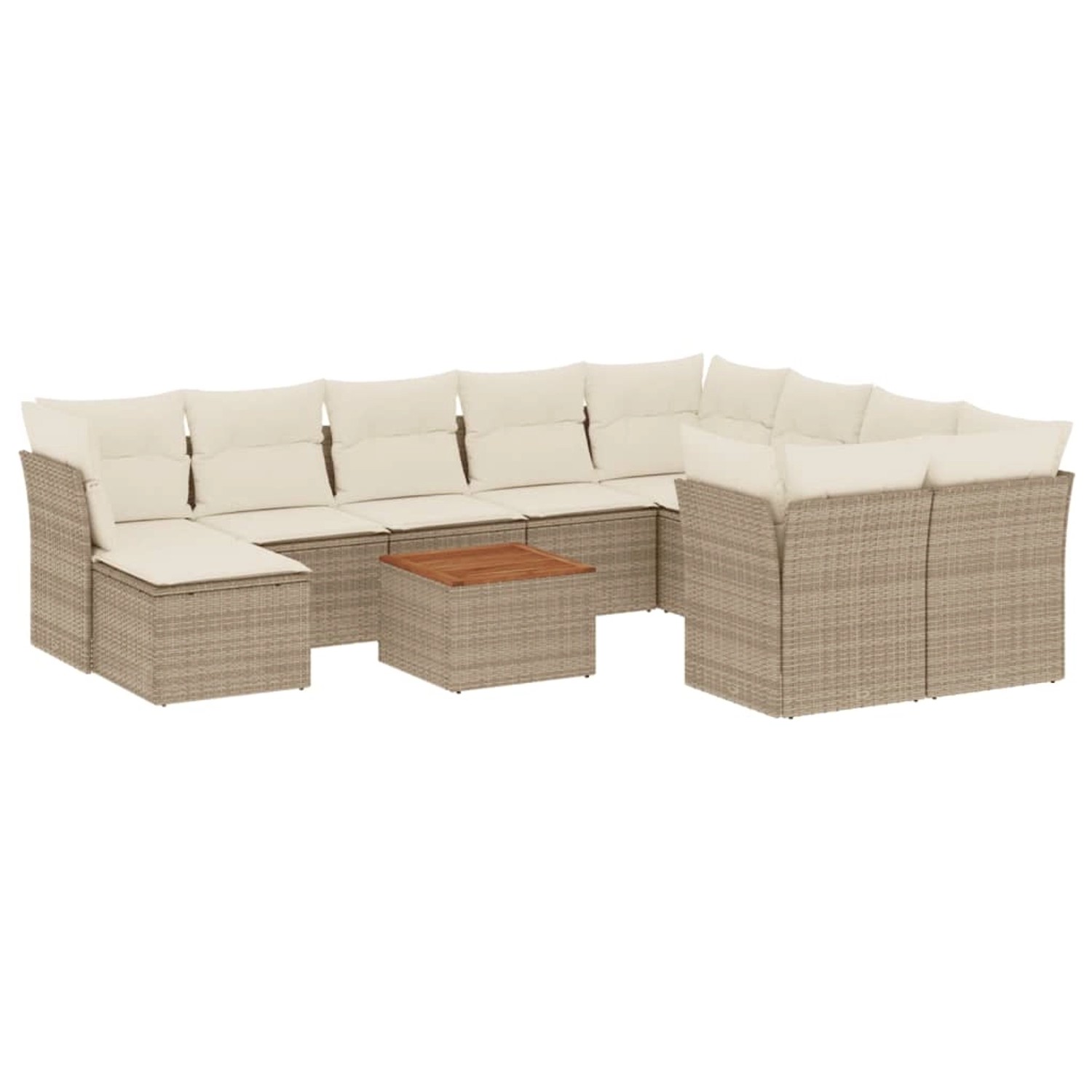 vidaXL 11-Tlg Garten-Sofagarnitur mit Kissen Beige Poly Rattan 3223972 günstig online kaufen