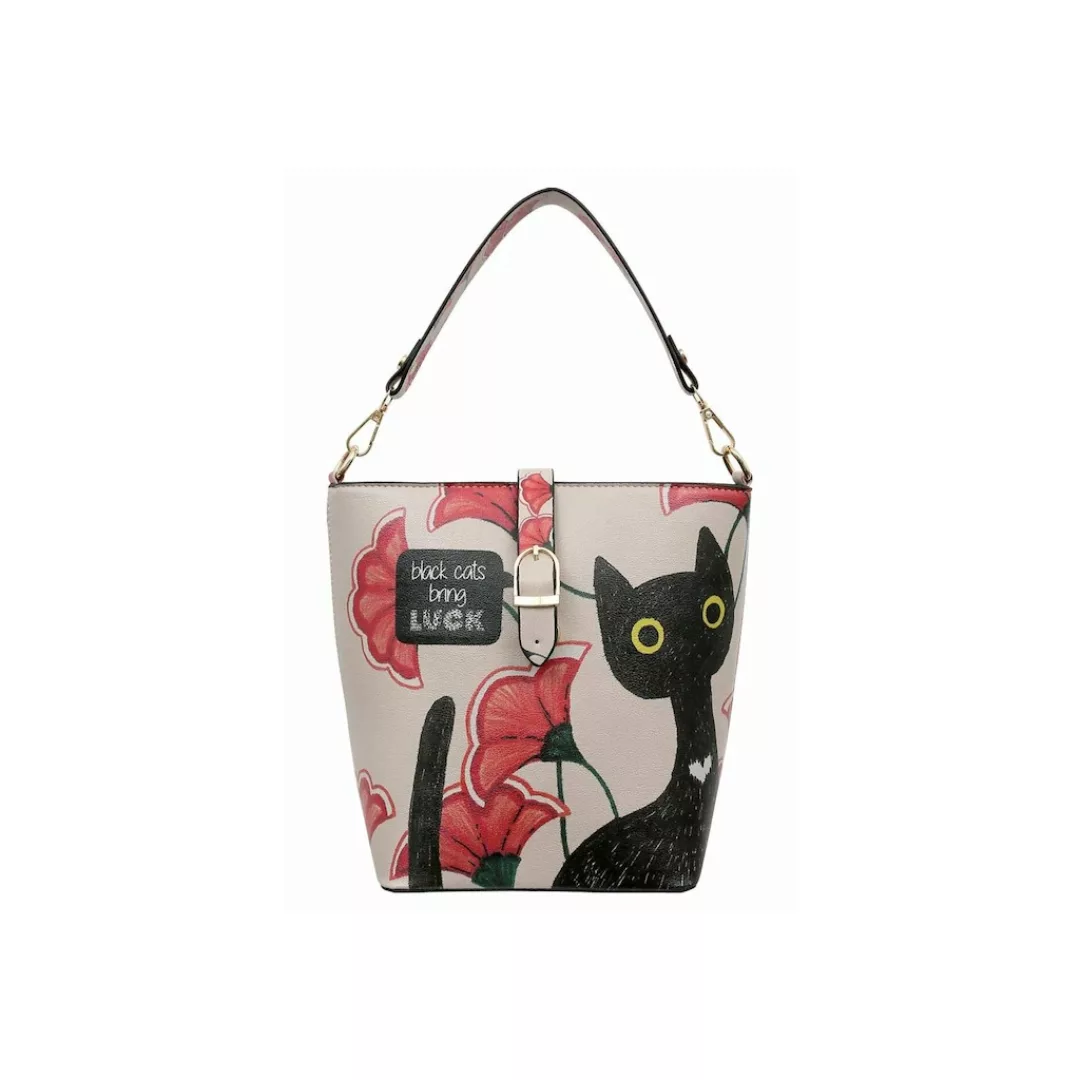 DOGO Handtasche "Damen Bucket Bag Black Cats Bring Luck Vegan Damen Umhänge günstig online kaufen