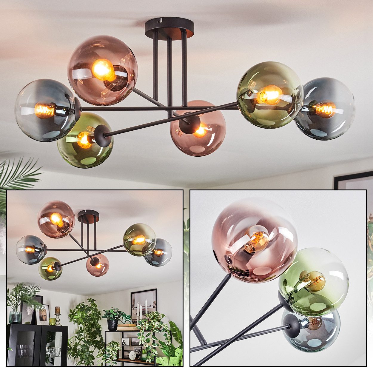 hofstein Deckenleuchte Deckenlampe aus Metall/Glas in günstig online kaufen