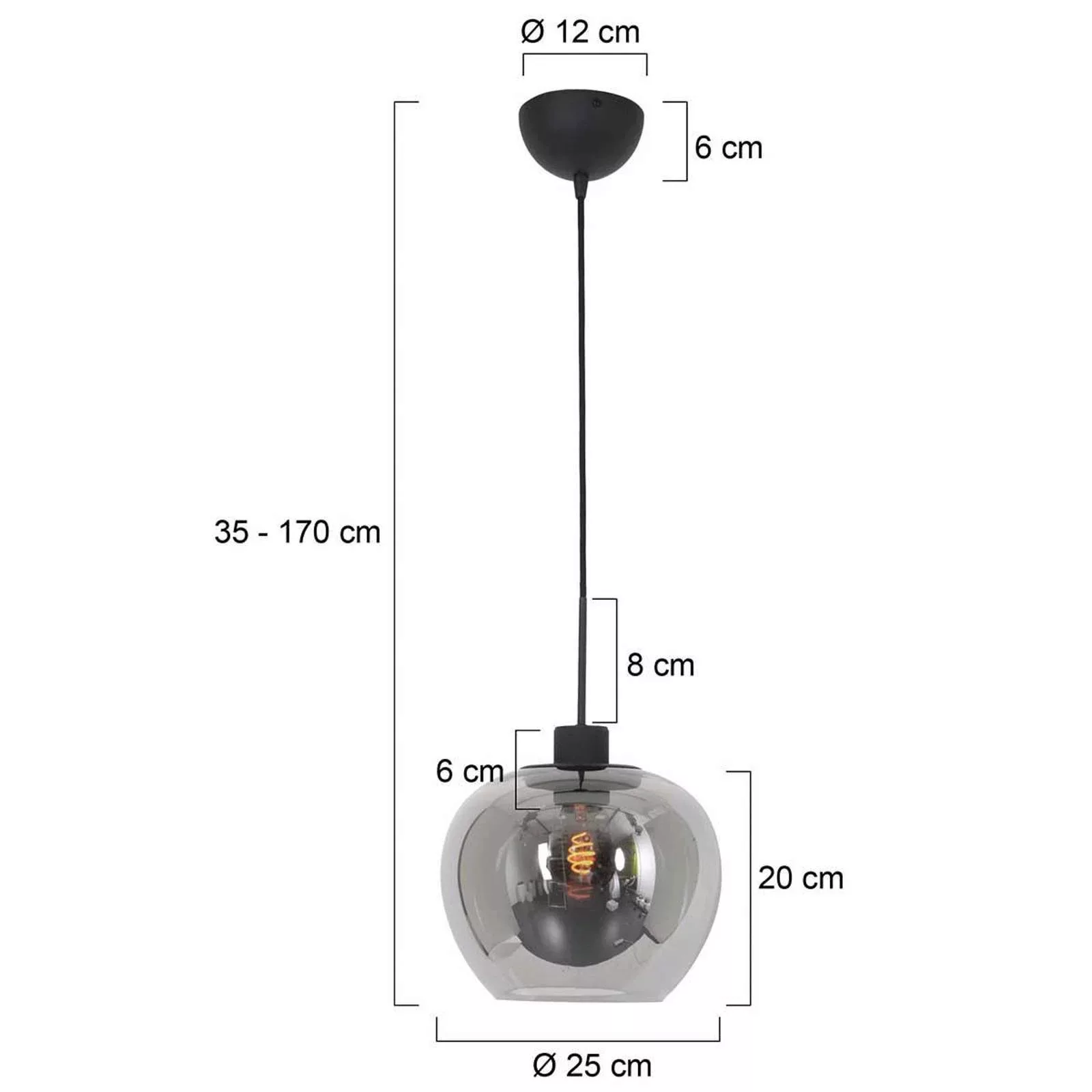 Hängeleuchte Lotus, schwarz, 1-flammig, Glas, Metall günstig online kaufen