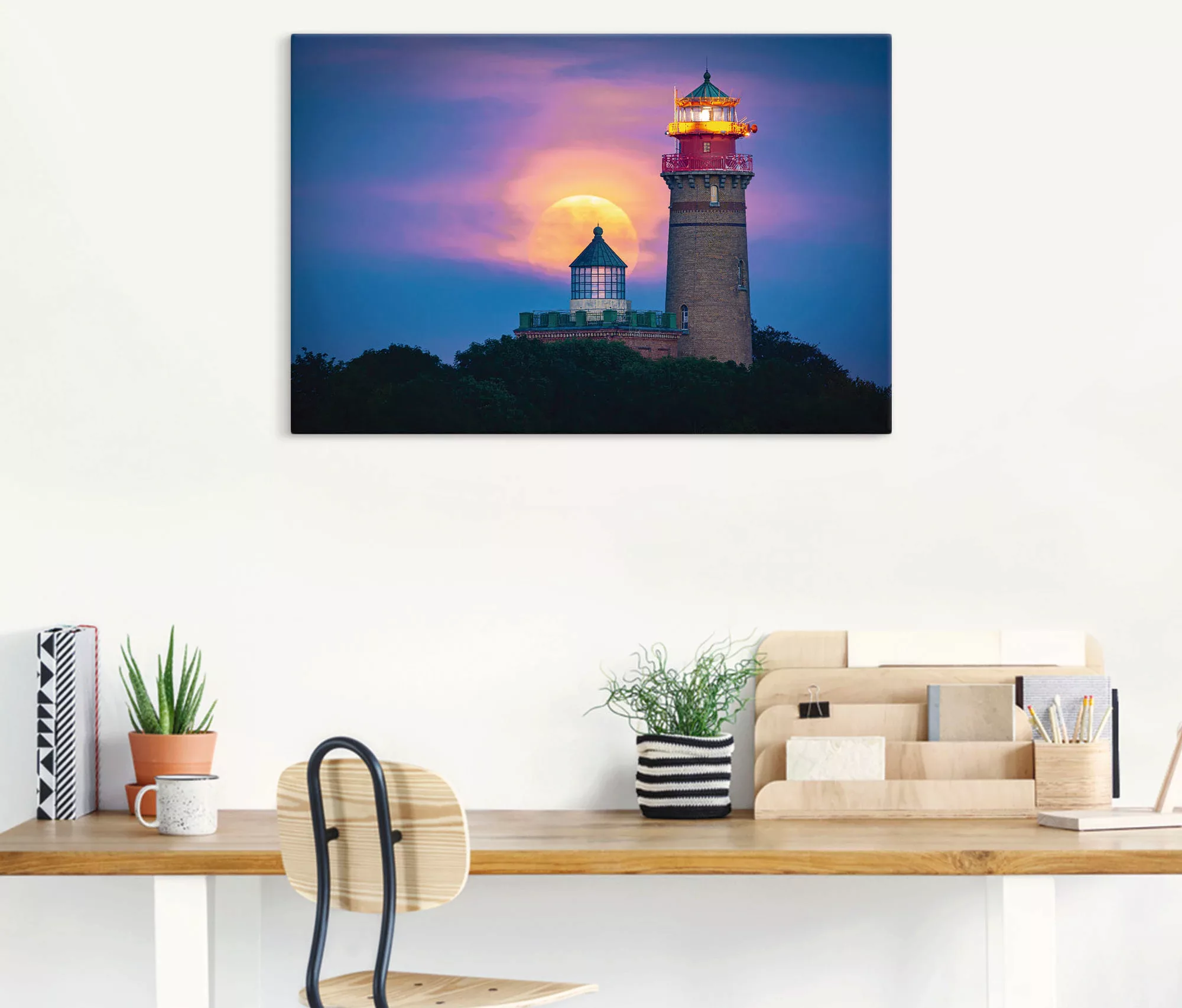 Artland Leinwandbild "Mondaufgang am Kap Arkona", Gebäude, (1 St.) günstig online kaufen