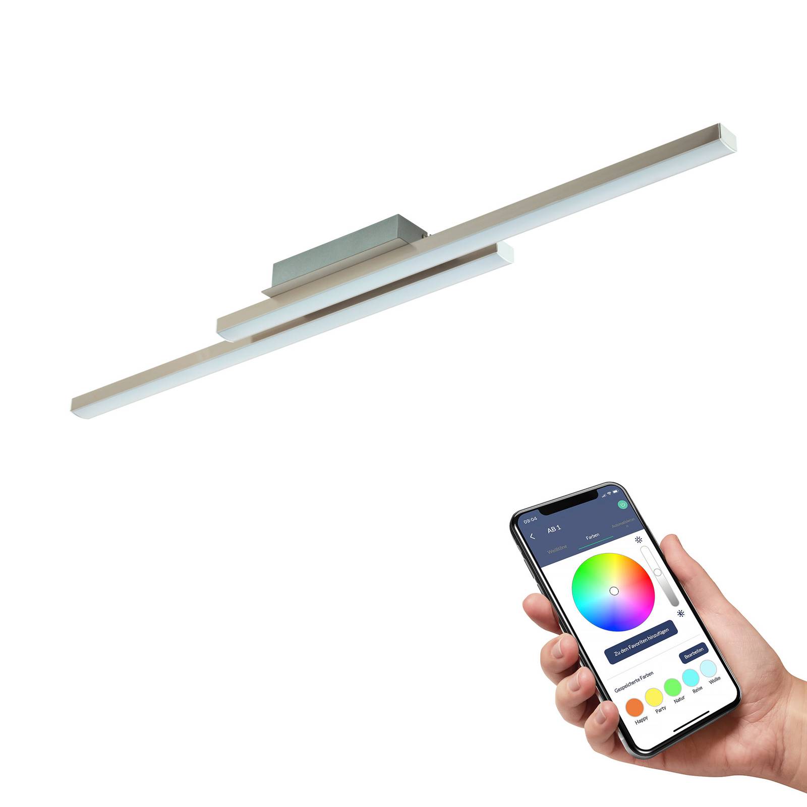 EGLO connect Fraioli-Z LED-Deckenlampe nickel matt günstig online kaufen