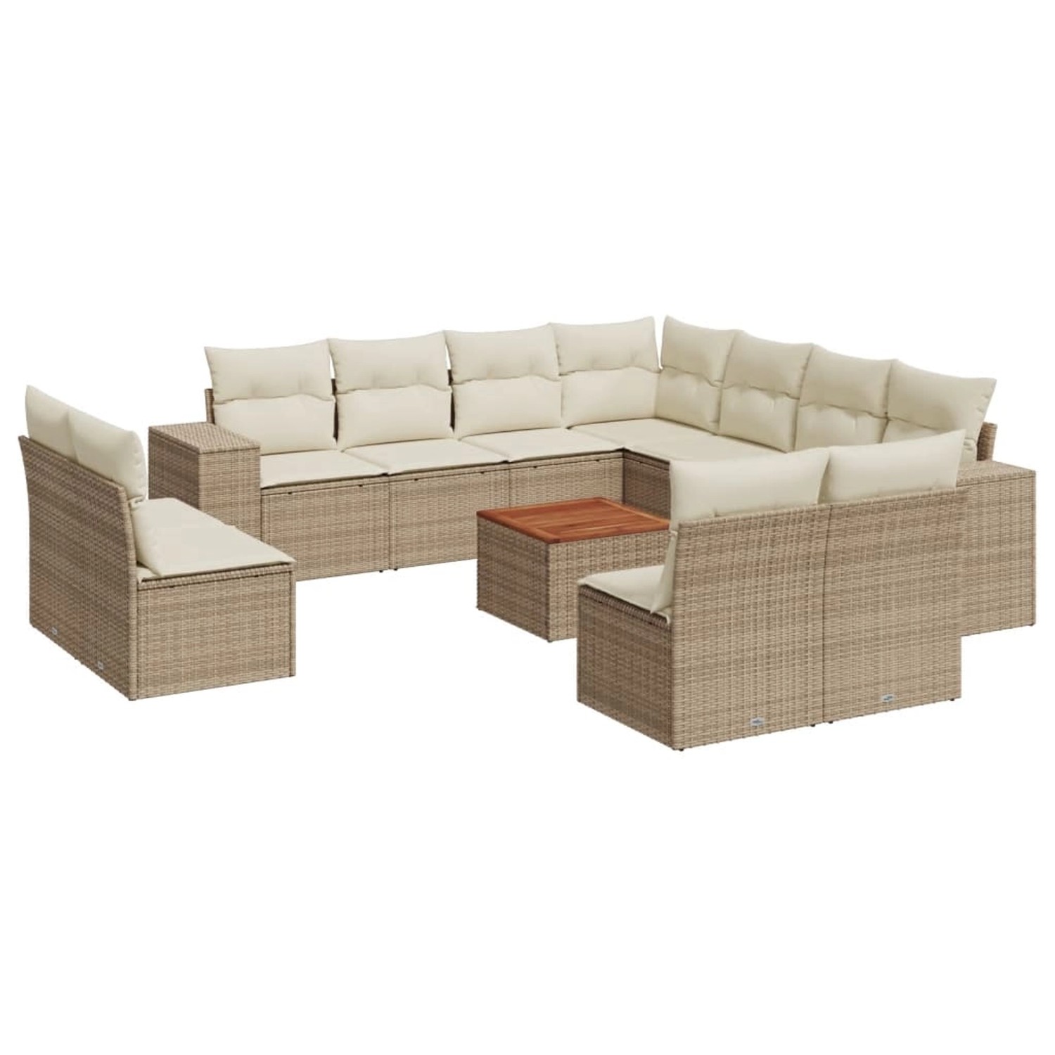 vidaXL 12-Tlg Garten-Sofagarnitur mit Kissen Beige Poly Rattan 3225505 günstig online kaufen