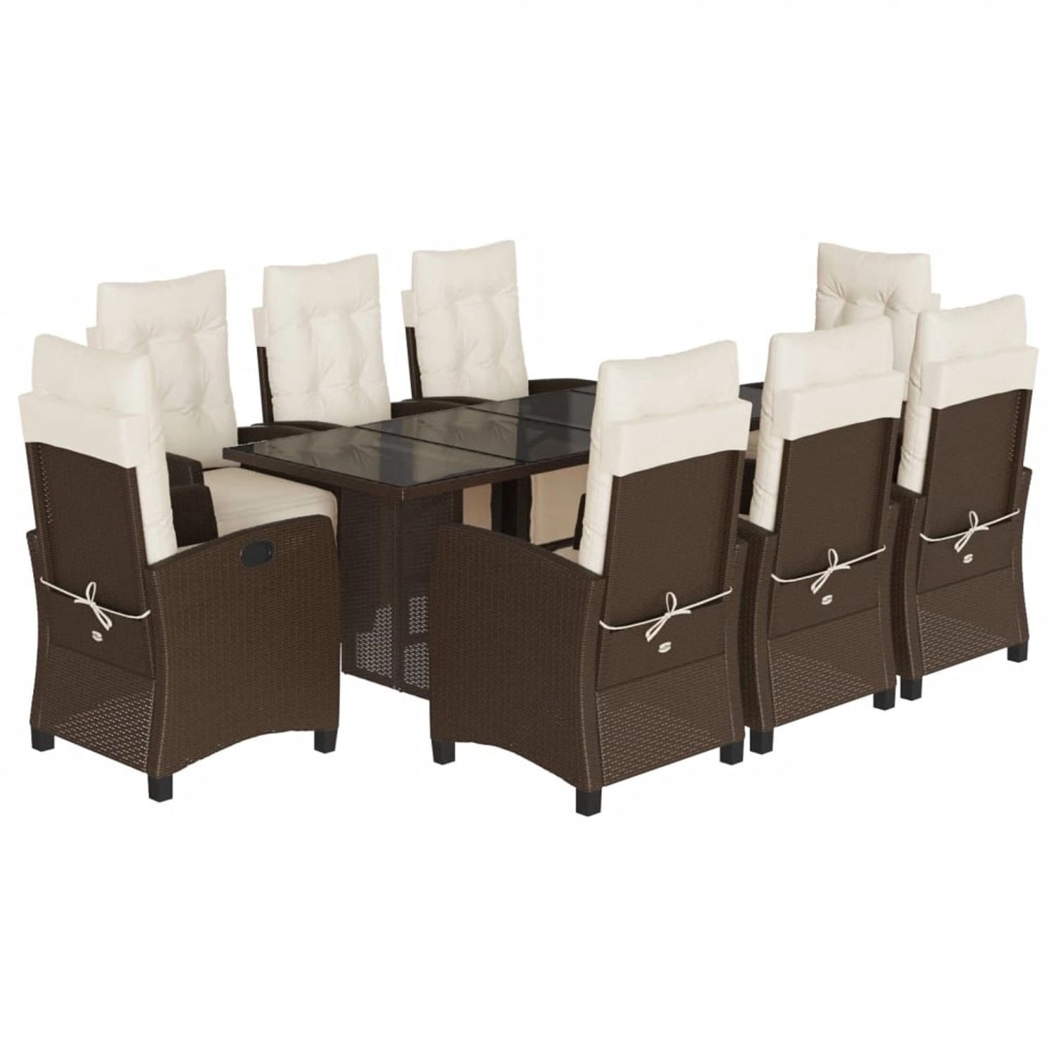 vidaXL 9-Tlg Garten-Essgruppe mit Kissen Braun Poly Rattan 3212923 günstig online kaufen