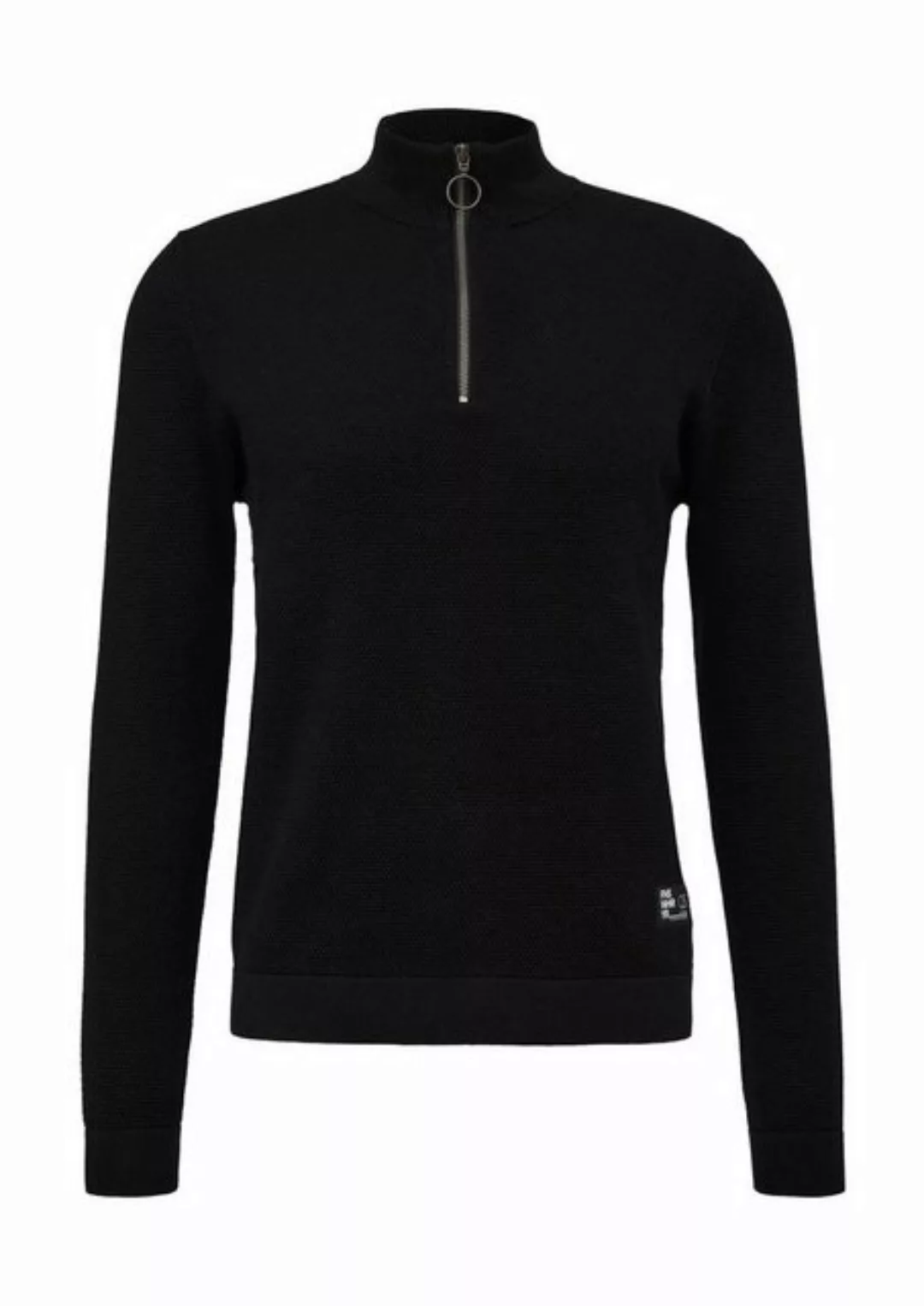 QS Stehkragenpullover Casual (1-tlg) Struktur-Strick, Stehkragen, Reißversc günstig online kaufen