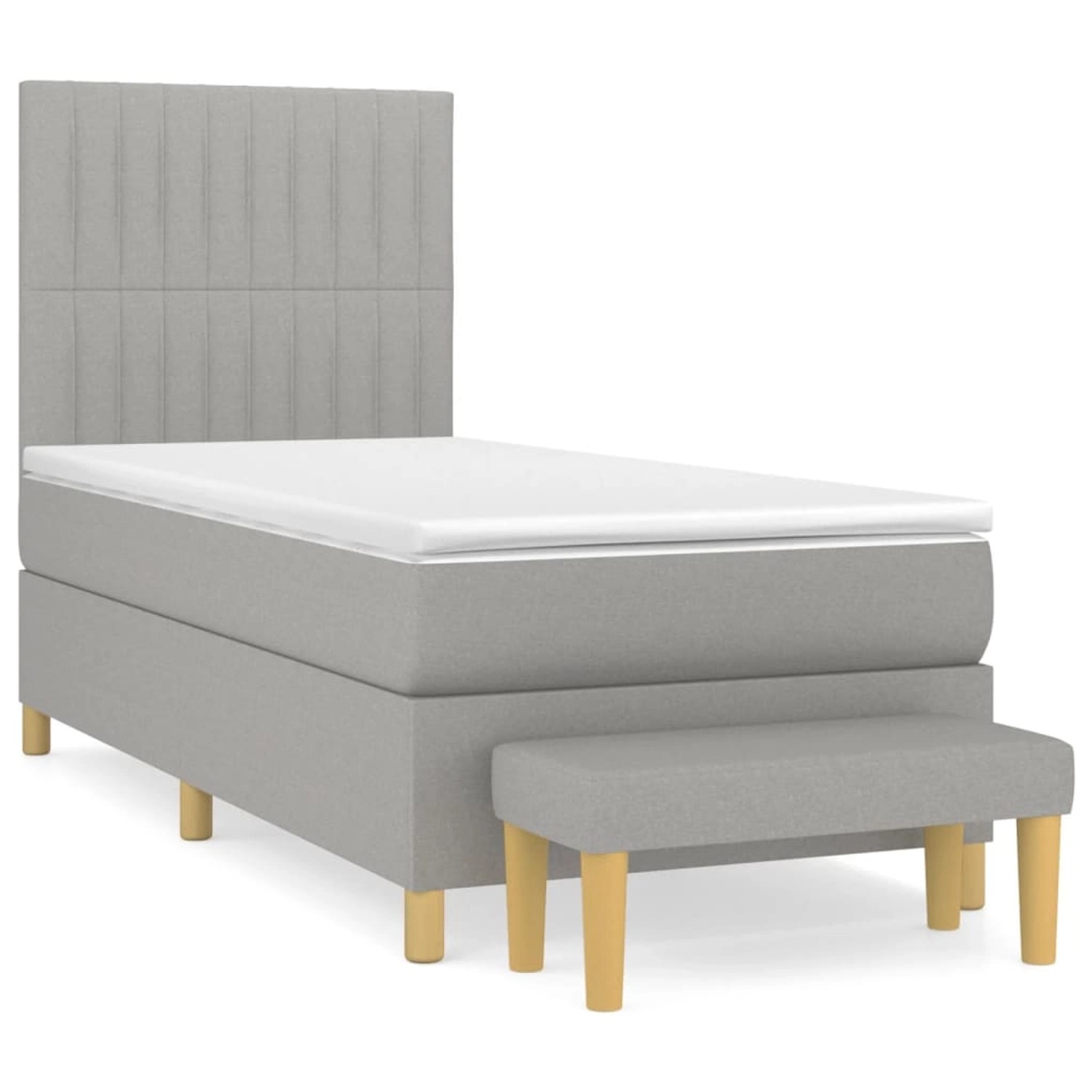 vidaXL Boxspringbett Boxspringbett mit Matratze Hellgrau 90x190 cm Stoff Be günstig online kaufen