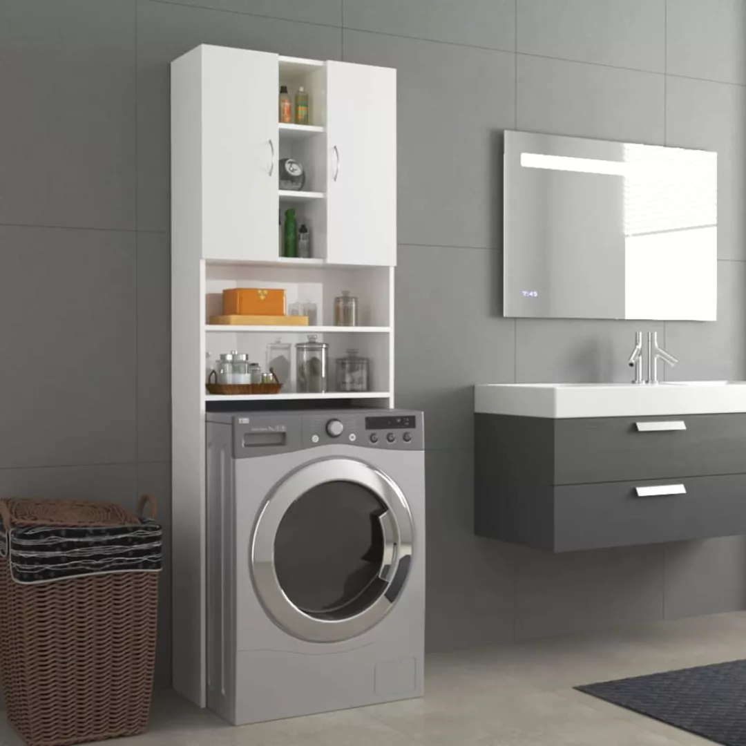 Waschmaschinenschrank Hochglanz-weiß 64x25,5x190 Cm günstig online kaufen