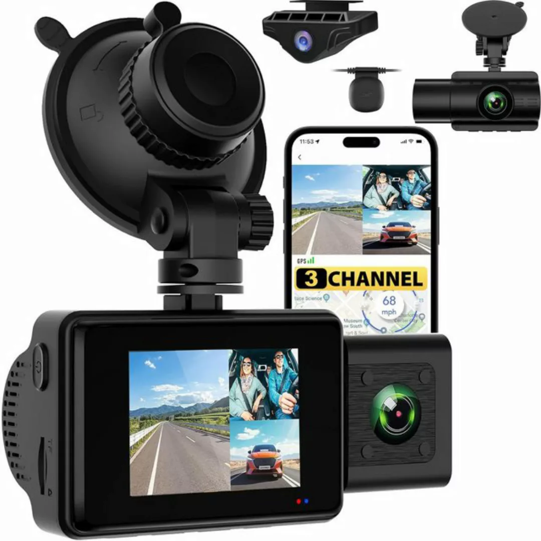 MSOVAEU 4K Dashcam Auto,3 Kanal 4K+1080P+1080P vorne hinten innen Autokamer günstig online kaufen