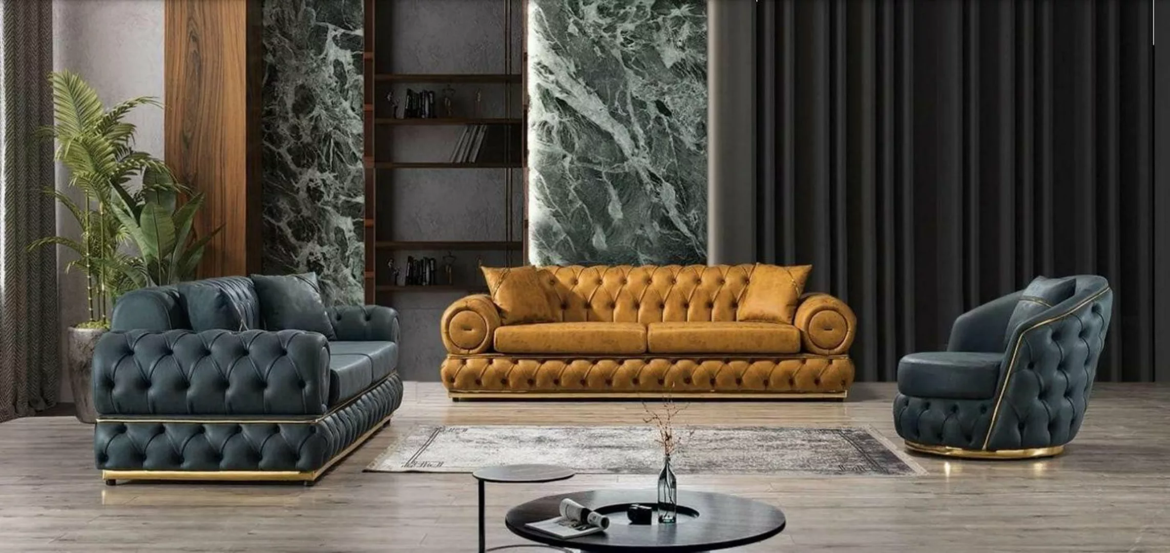 Xlmoebel Sofa Hochwertige Chesterfield Wohnlandschaft 3+3+1 Sitzer Set Couc günstig online kaufen