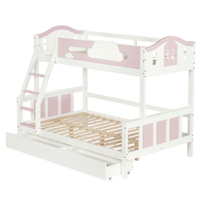 Odikalo Etagenbett Kinderbett Rollbett Kleiderschrank Ecktreppe 90x200&120* günstig online kaufen