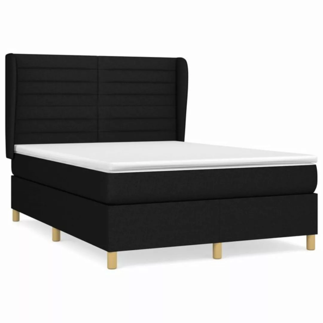 vidaXL Boxspringbett mit Matratze Schwarz 140x200 cm Stoff1378045 günstig online kaufen