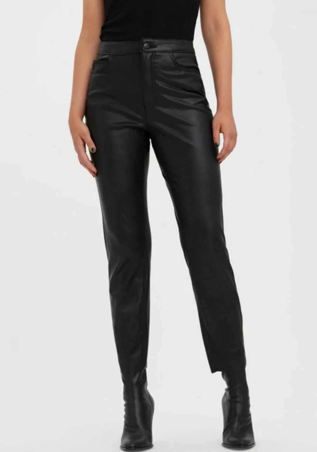 Vero Moda Lederimitathose VMBRENDA HR STRAIGHT PL ANK PANT NOOS günstig online kaufen