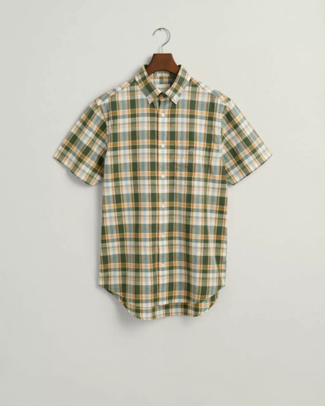 Gant Outdoorhemd Regular Fit Baumwoll Leinen Kurzarmhemd mit Karomuster günstig online kaufen