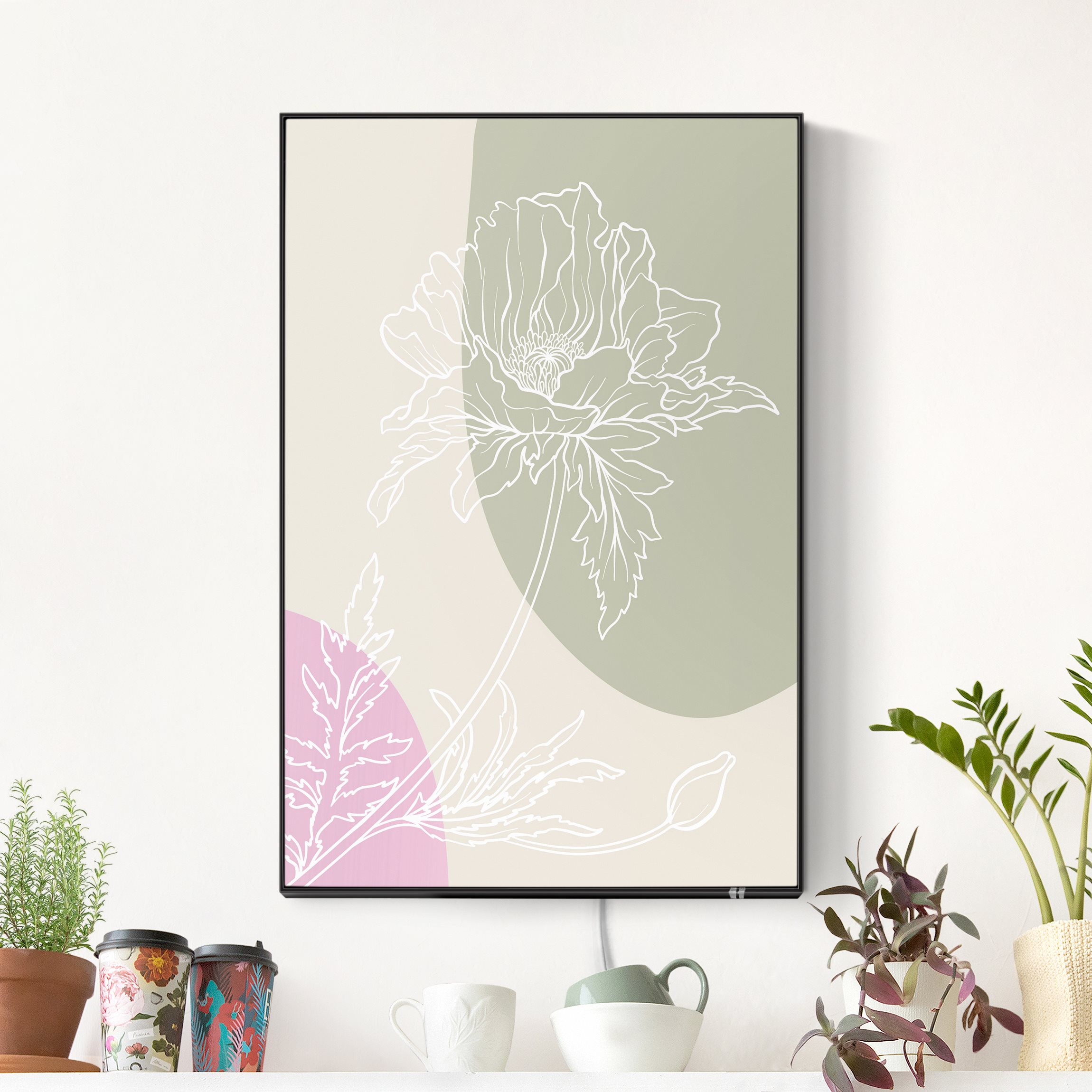 LED-Wechselbild Lineart Blume mit Farbflächen II günstig online kaufen