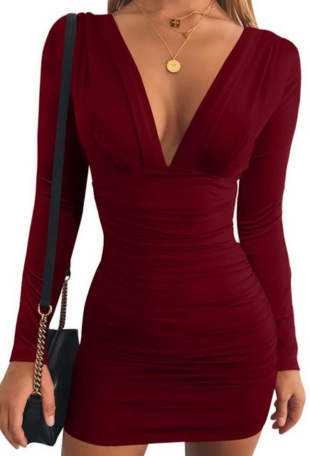 SEGUEN Sommerkleid Einfarbiges Hüftkleid mit hoher Taille (Sexy, langärmlig günstig online kaufen