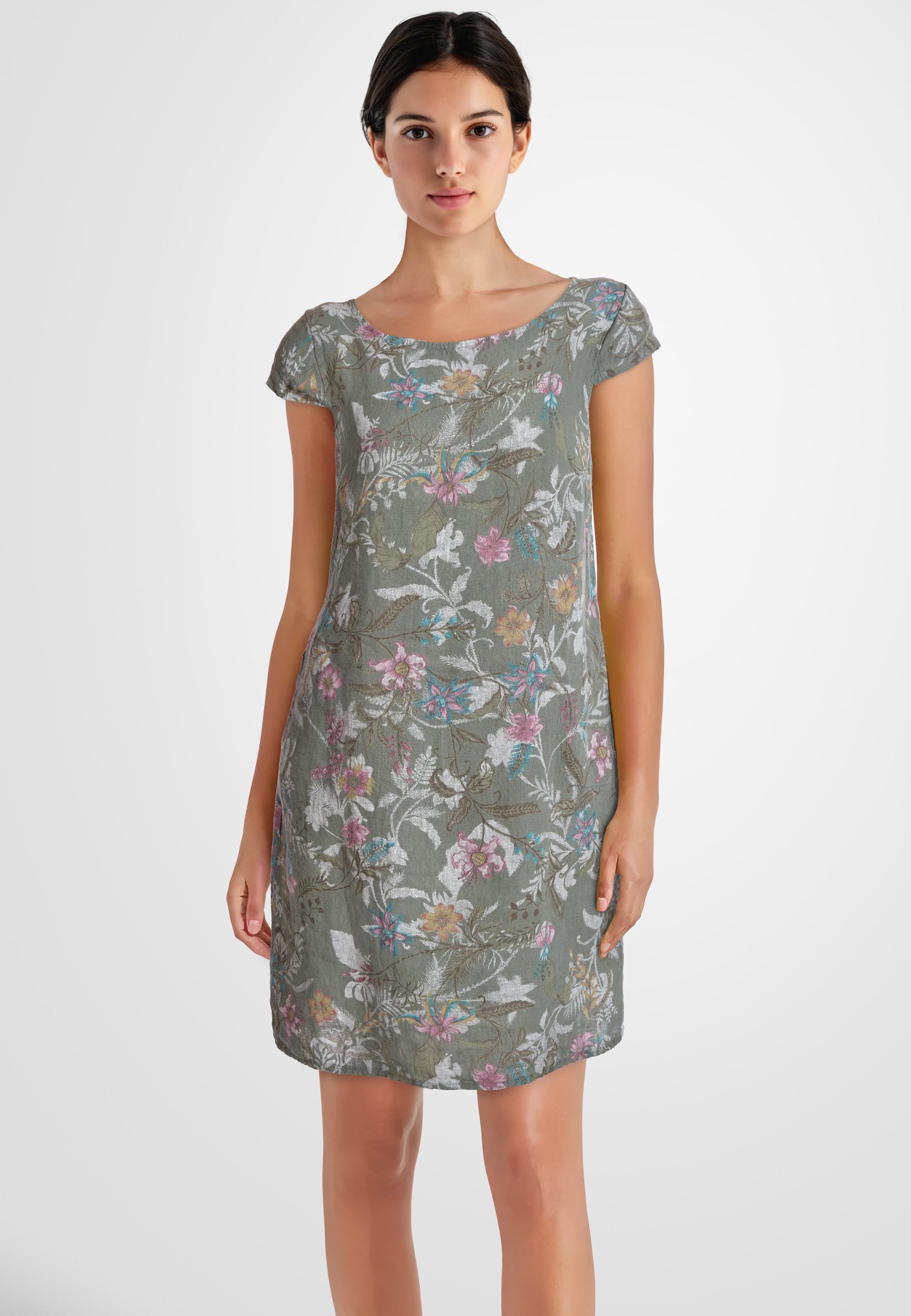 PEKIVESSA Sommerkleid Leinenkleid knielang kurzarm (Einzelartikel, günstig online kaufen