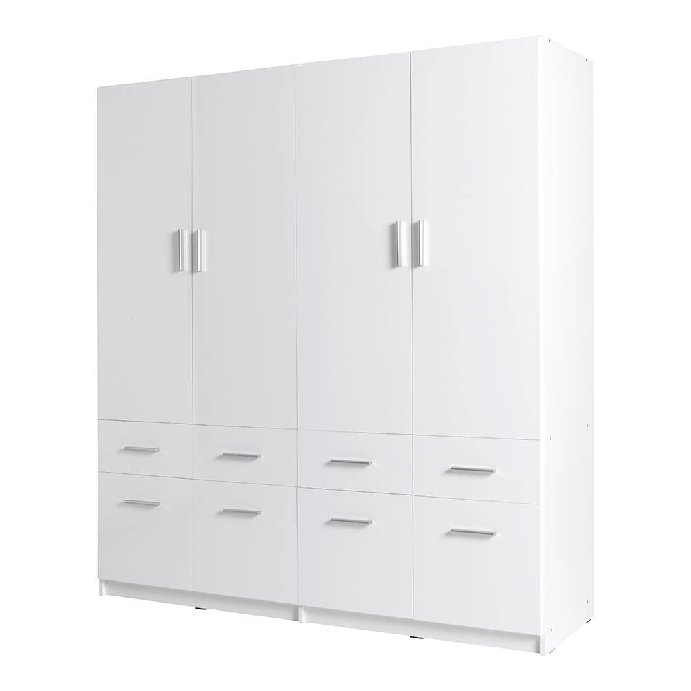 Kleiderschrank 4-türig, 181cm breit, weiß Hochglanz, SELAWIK-166 günstig online kaufen