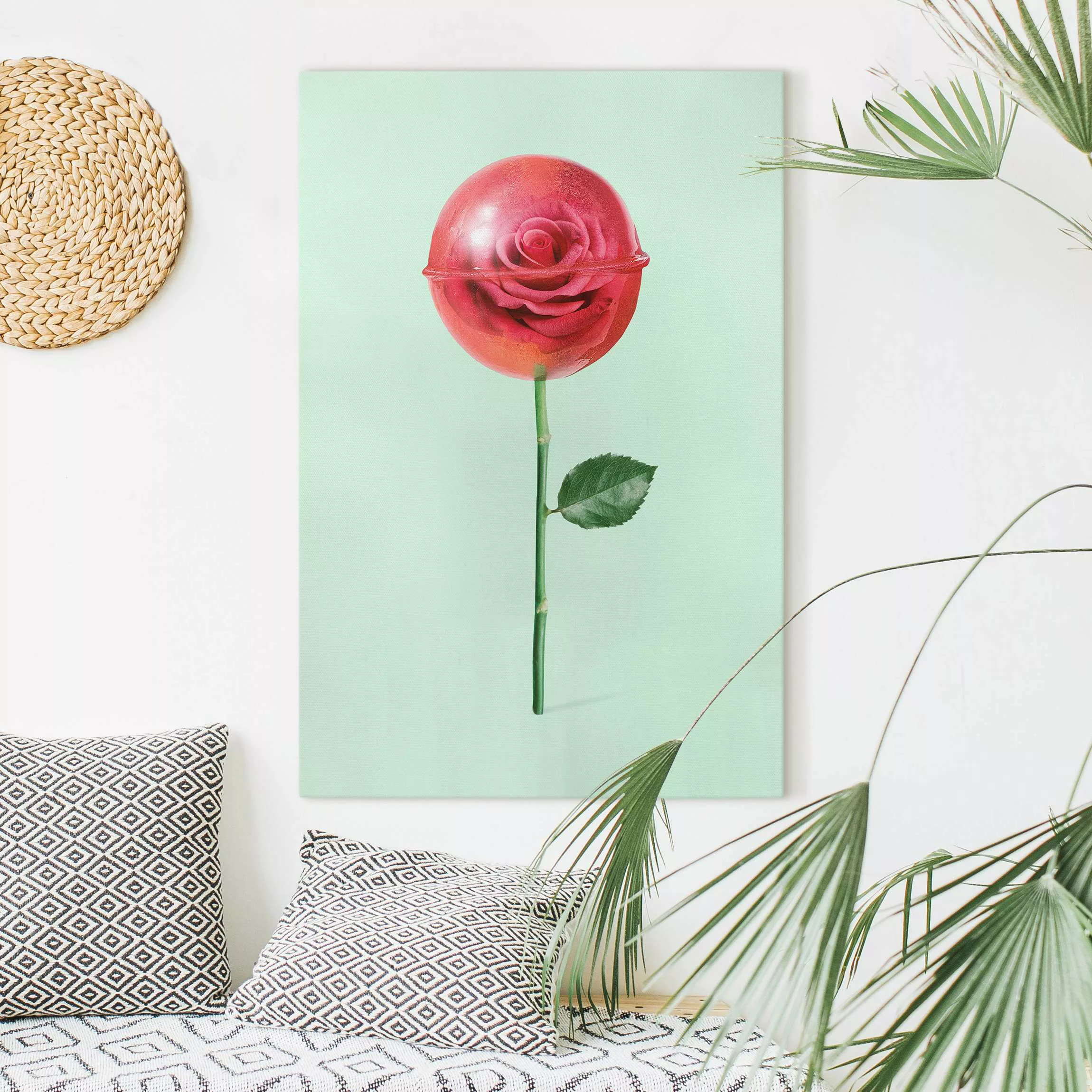 Leinwandbild Rose mit Lollipop günstig online kaufen