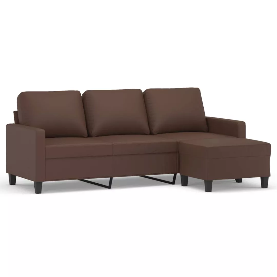 Vidaxl 3-sitzer-sofa Mit Hocker Braun 180 Cm Kunstleder günstig online kaufen