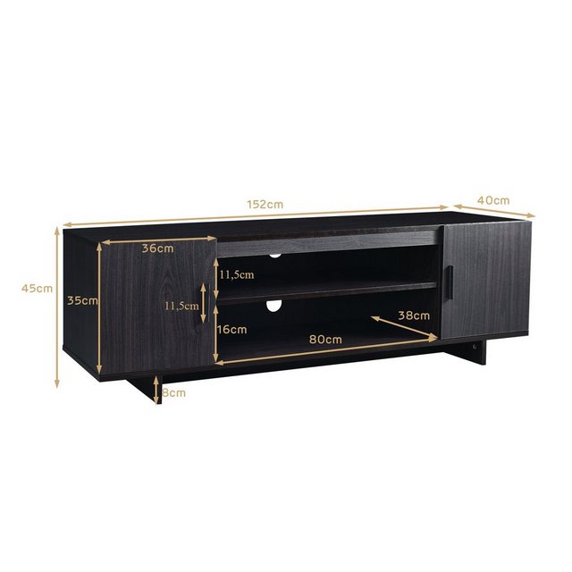 COSTWAY TV-Schrank mit 2 Türen und offenen Regale,152 x 40 x 45 cm günstig online kaufen