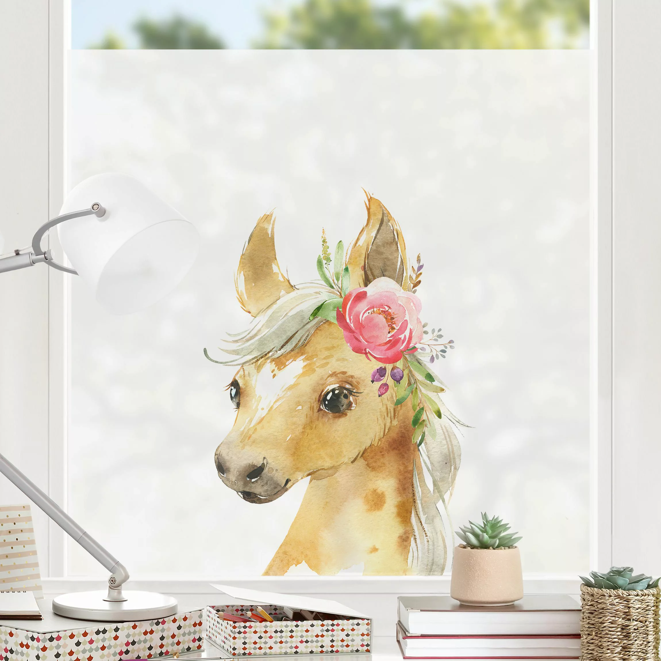 Fensterfolie Aquarell - Pferdeblick günstig online kaufen