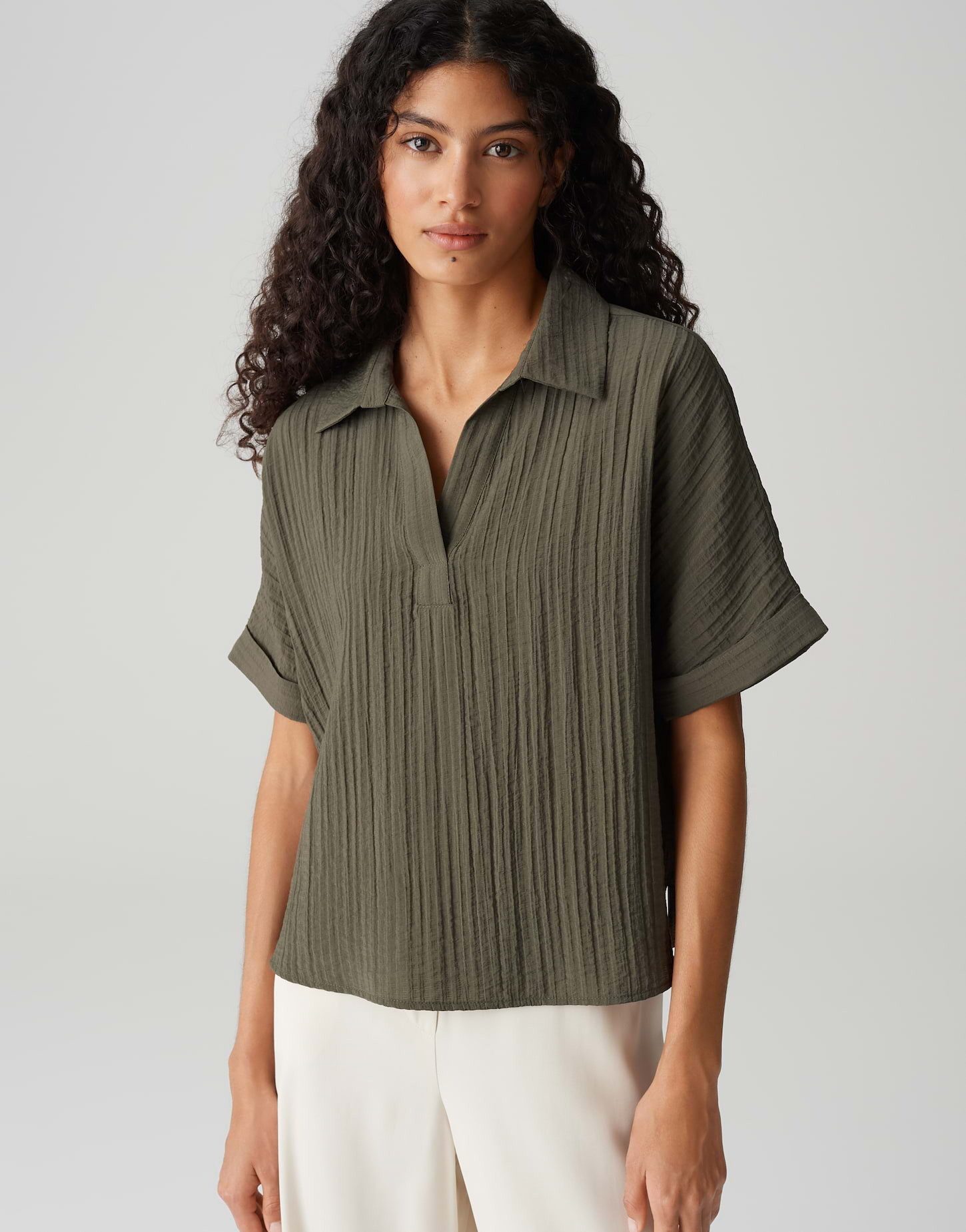 OPUS Kurzarmbluse FELSA Loose in Crinkle günstig online kaufen