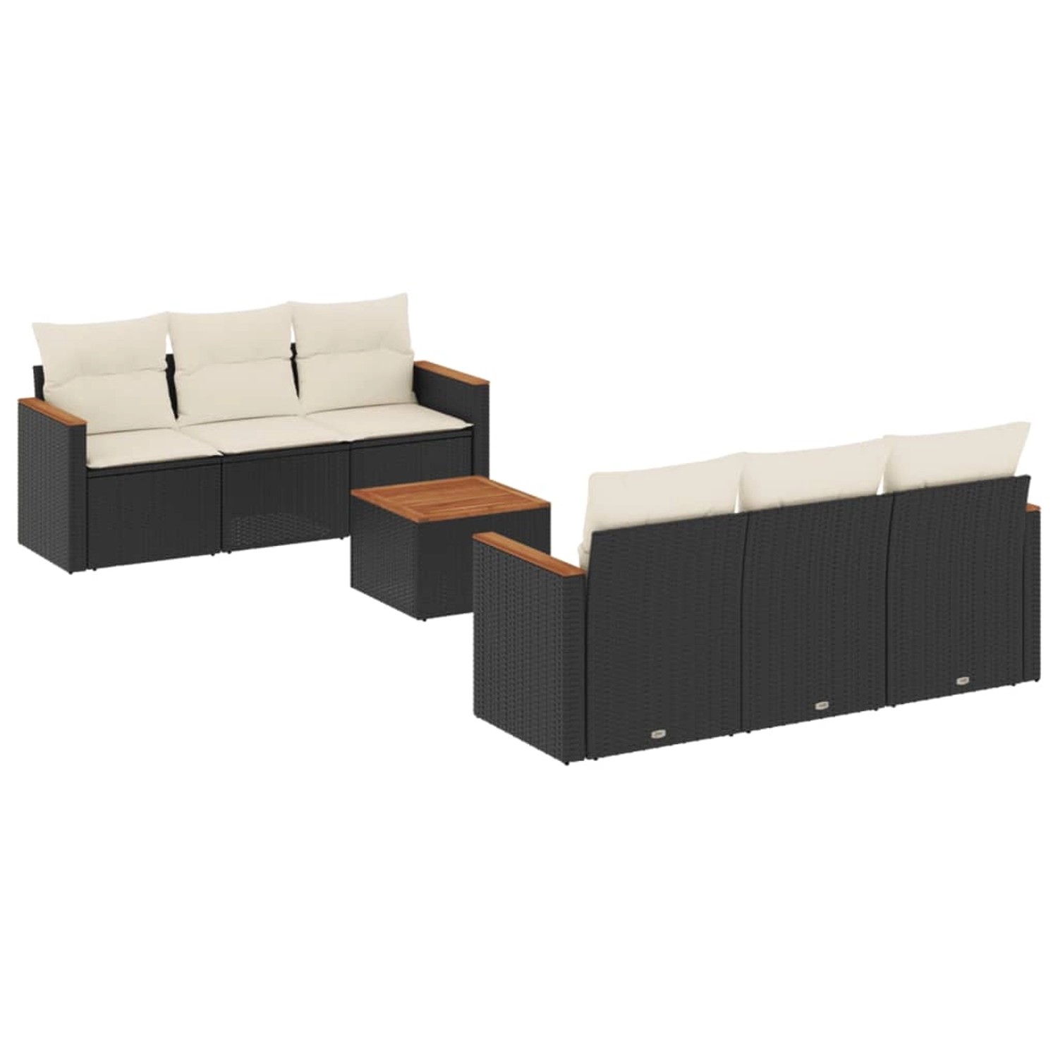vidaXL 7-Tlg Garten-Sofagarnitur mit Kissen Schwarz Poly Rattan 3225790 günstig online kaufen