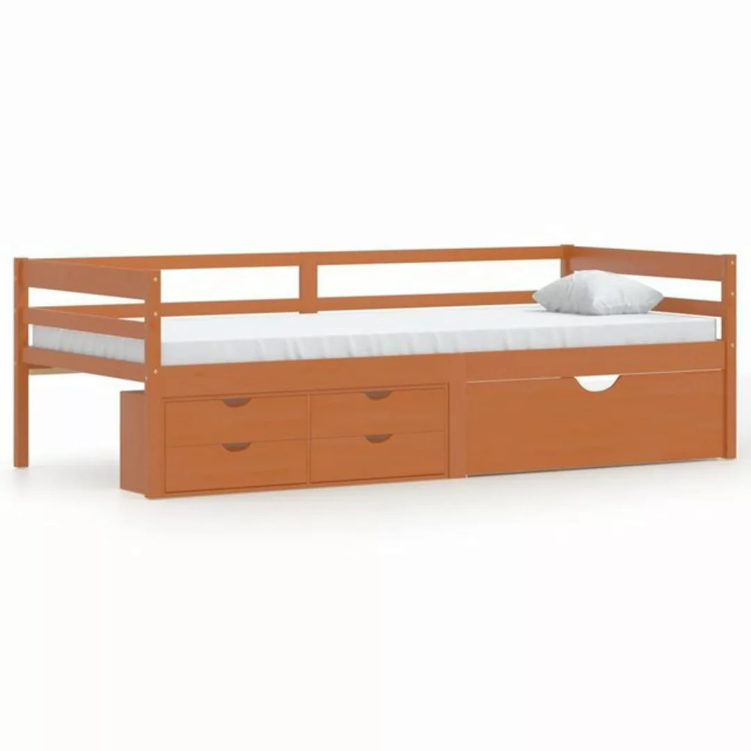 furnicato Bett Massivholzbett mit Schubladen Honigbraun Kiefer 90x200 cm günstig online kaufen