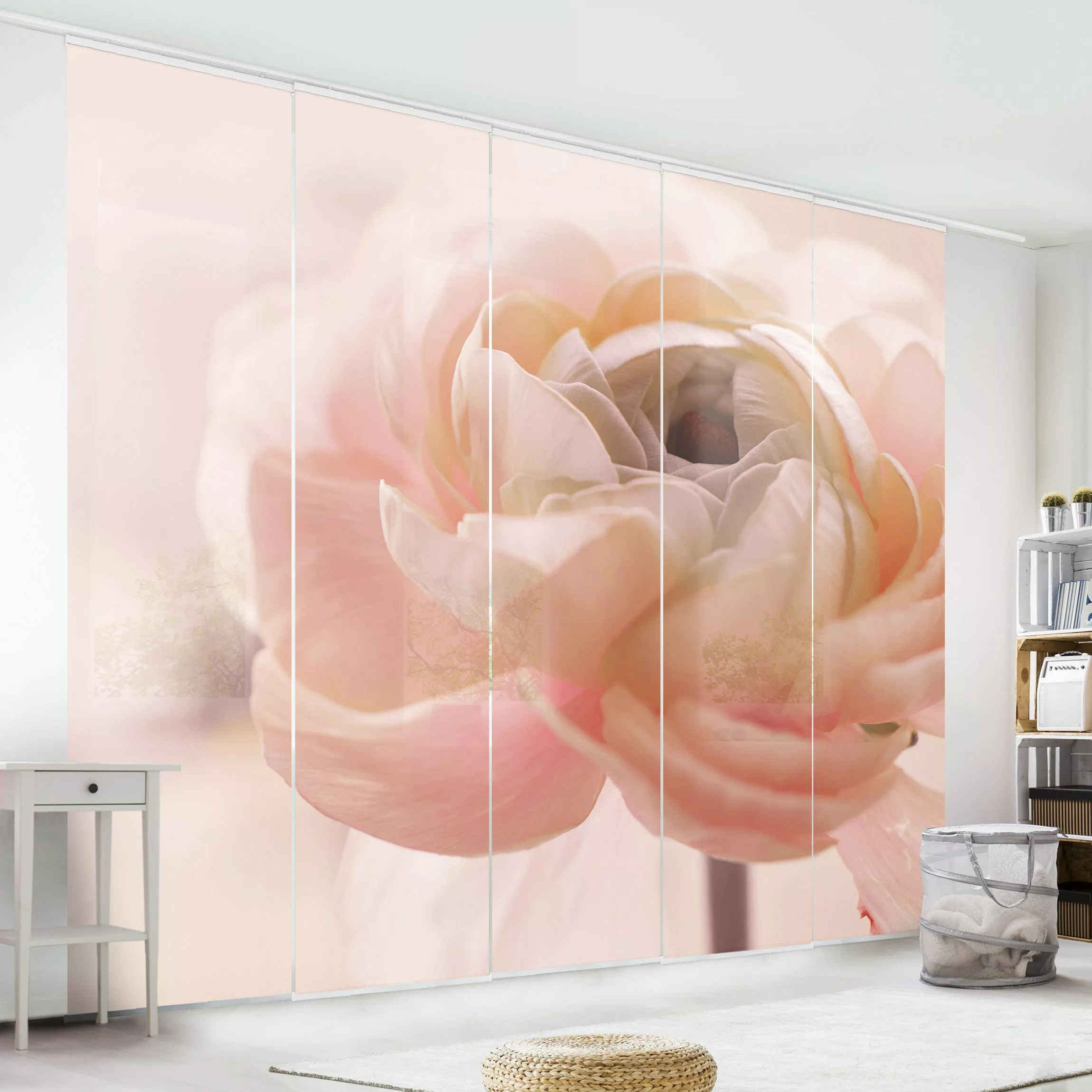Schiebegardine Rosa Blüte im Fokus günstig online kaufen