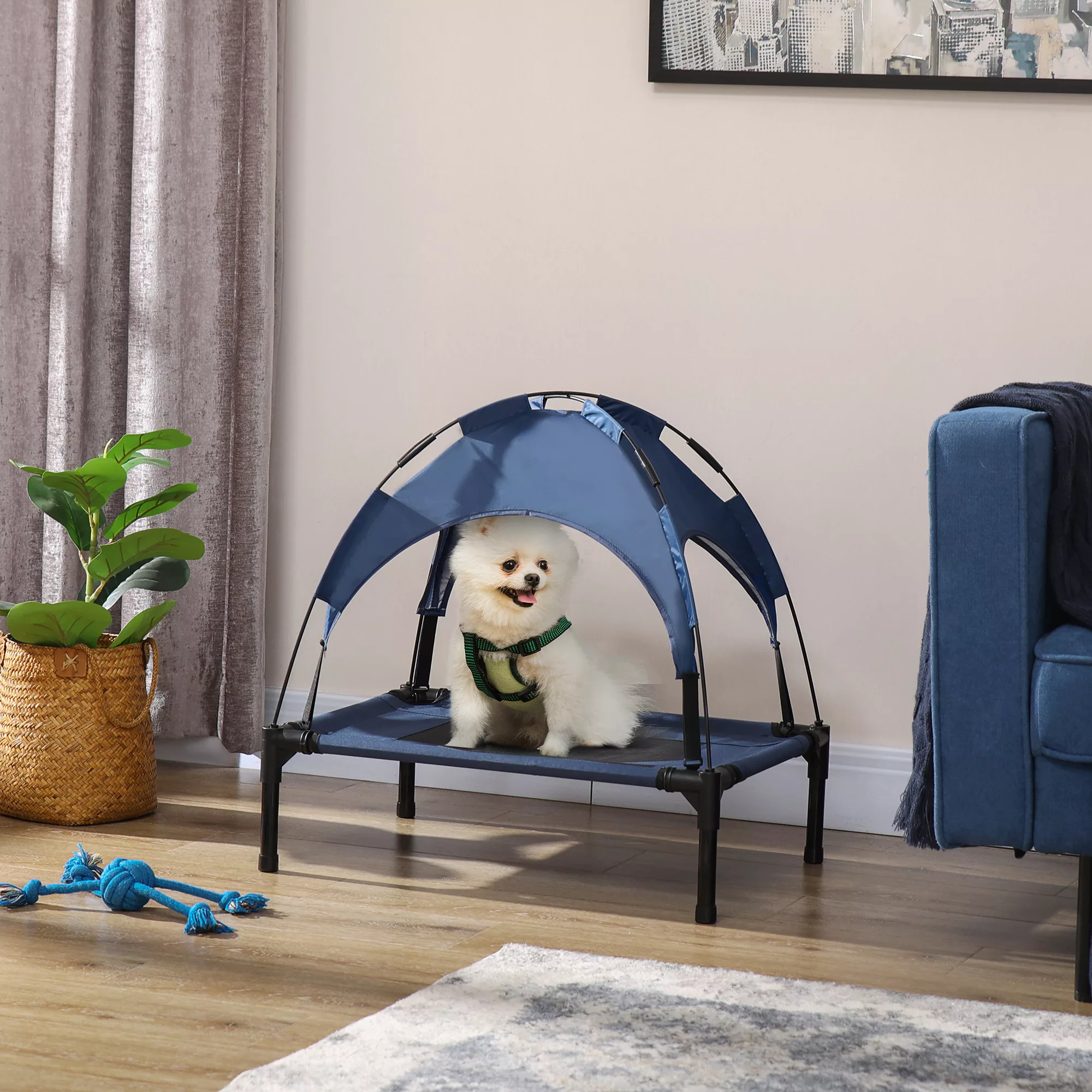 PawHut Erhöhtes Hundebett Outdoor mit Baldachin  UV-Schutz Haustierbett, At günstig online kaufen
