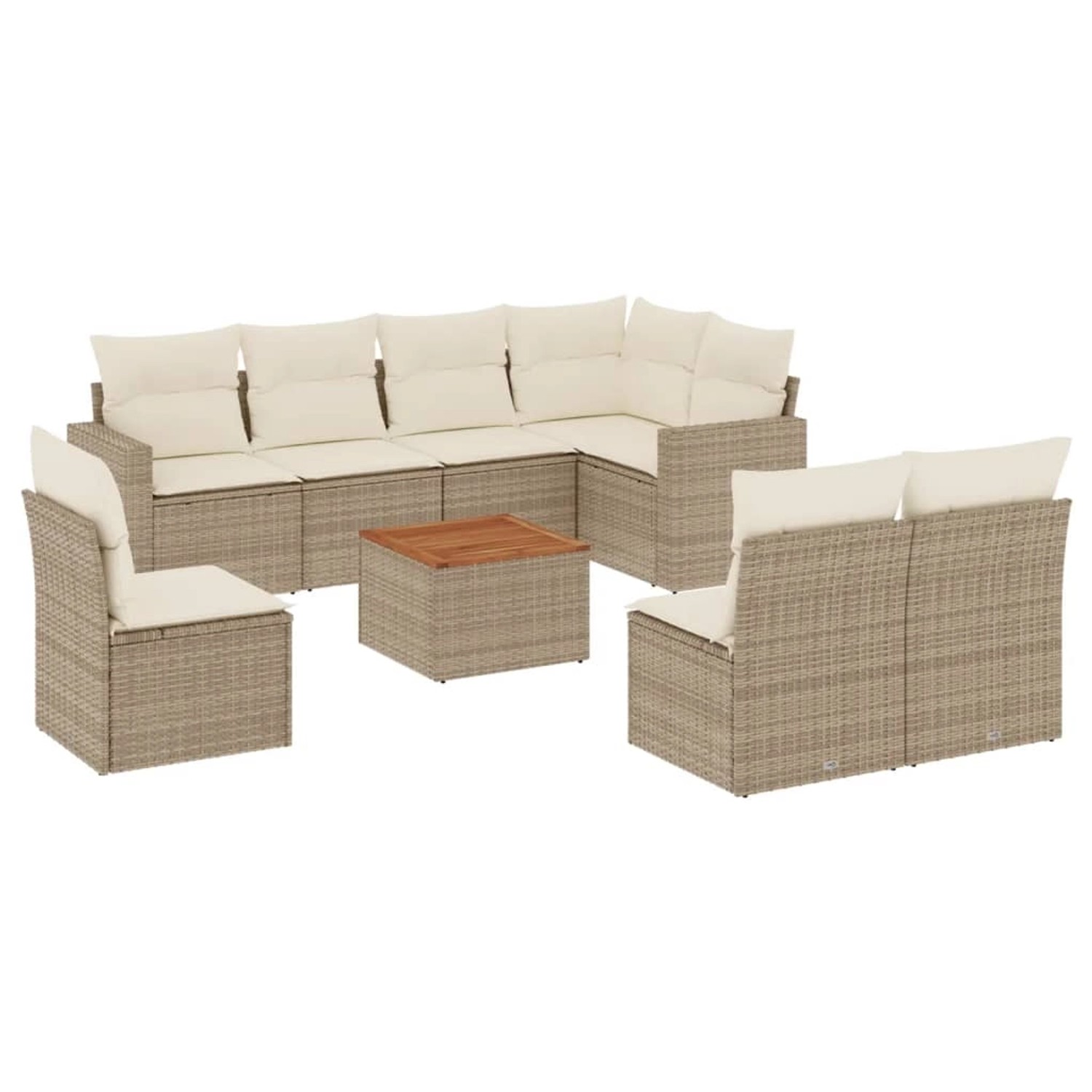 vidaXL 9-Tlg Garten-Sofagarnitur mit Kissen Beige Poly Rattan 3224161 günstig online kaufen