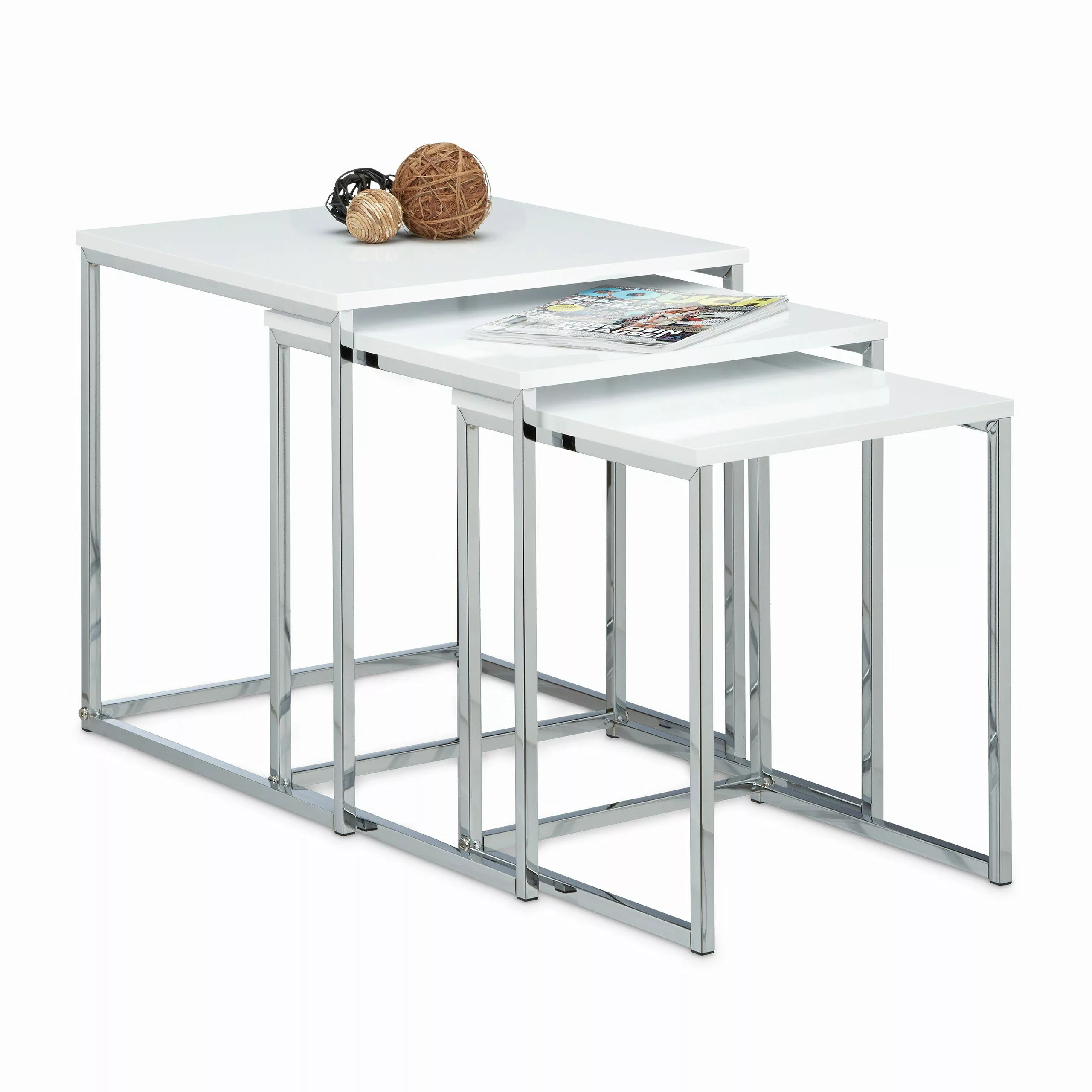 relaxdays Beistelltisch Beistelltische 3er Set Metallbeine, günstig online kaufen
