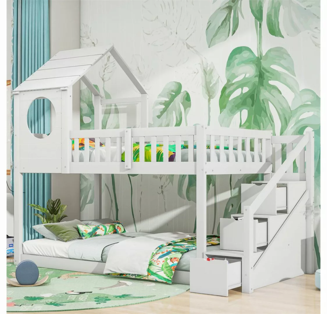 XDeer Etagenbett Baumhaus Kinderbett, Ins und aus dem Bett kommen, Doppelbe günstig online kaufen