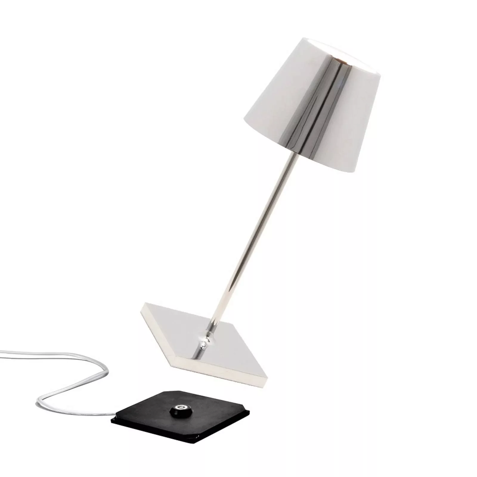 LED Akku Tischleuchte Poldina Mini in Silber 2,2W 200lm IP65 günstig online kaufen