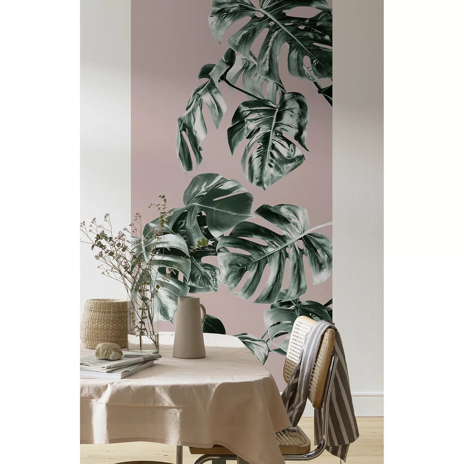 Komar Vliestapete »Monstera Rosé Panel«, 100x250 cm (Breite x Höhe), Vliest günstig online kaufen