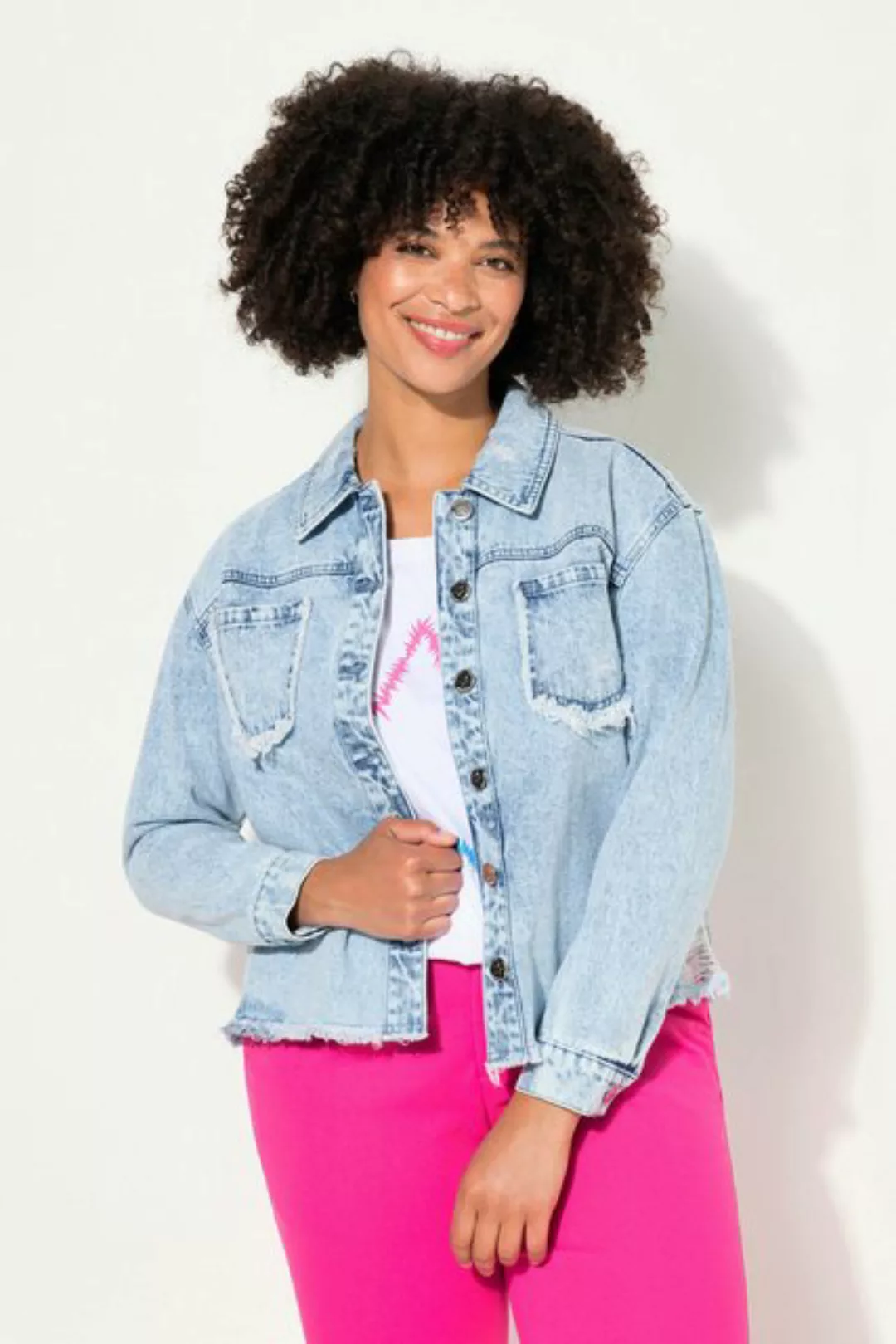 Angel of Style Jackenblazer Jeansjacke oversized destroyed Rückendruck günstig online kaufen