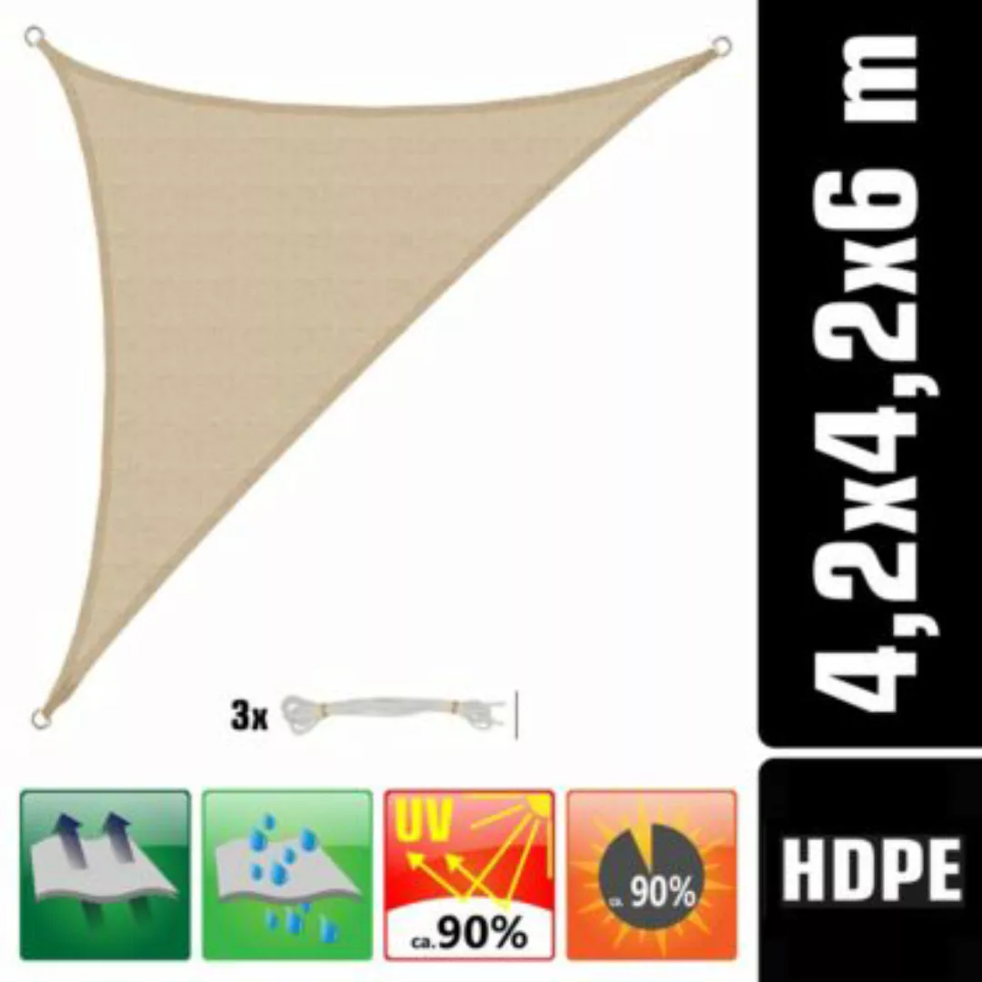 AMANKA Sonnensegel Tenere Ivory XL 4.2x4.2x6 HDPE beige günstig online kaufen