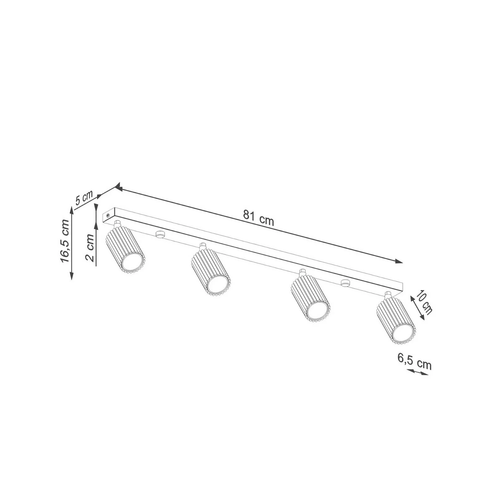 Deckenstrahler Karbon, weiß, Länge 81 cm, Aluminium, 4-flg. günstig online kaufen