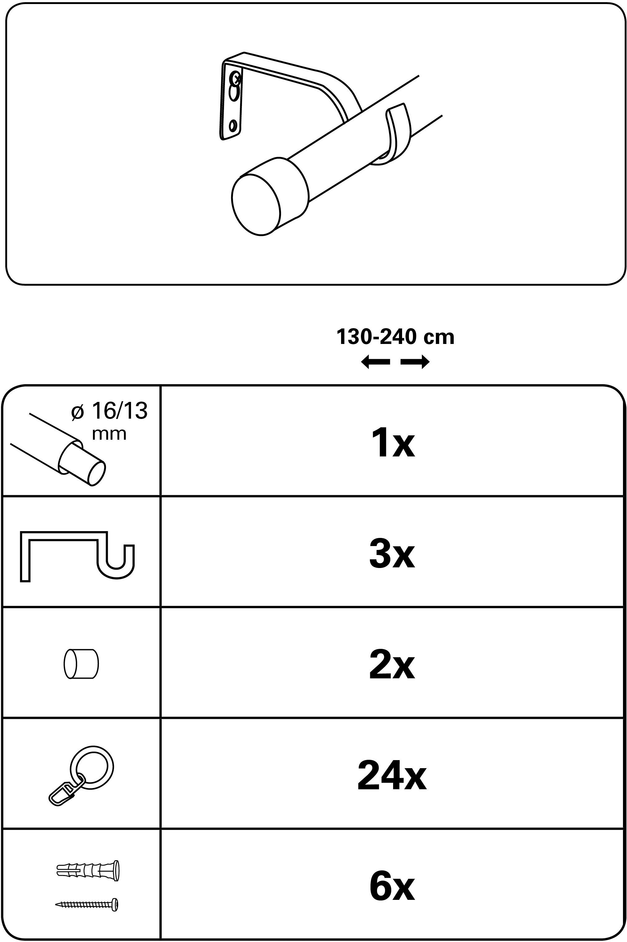 GARDINIA Gardinenstange Set Metall, Ø 16 günstig online kaufen