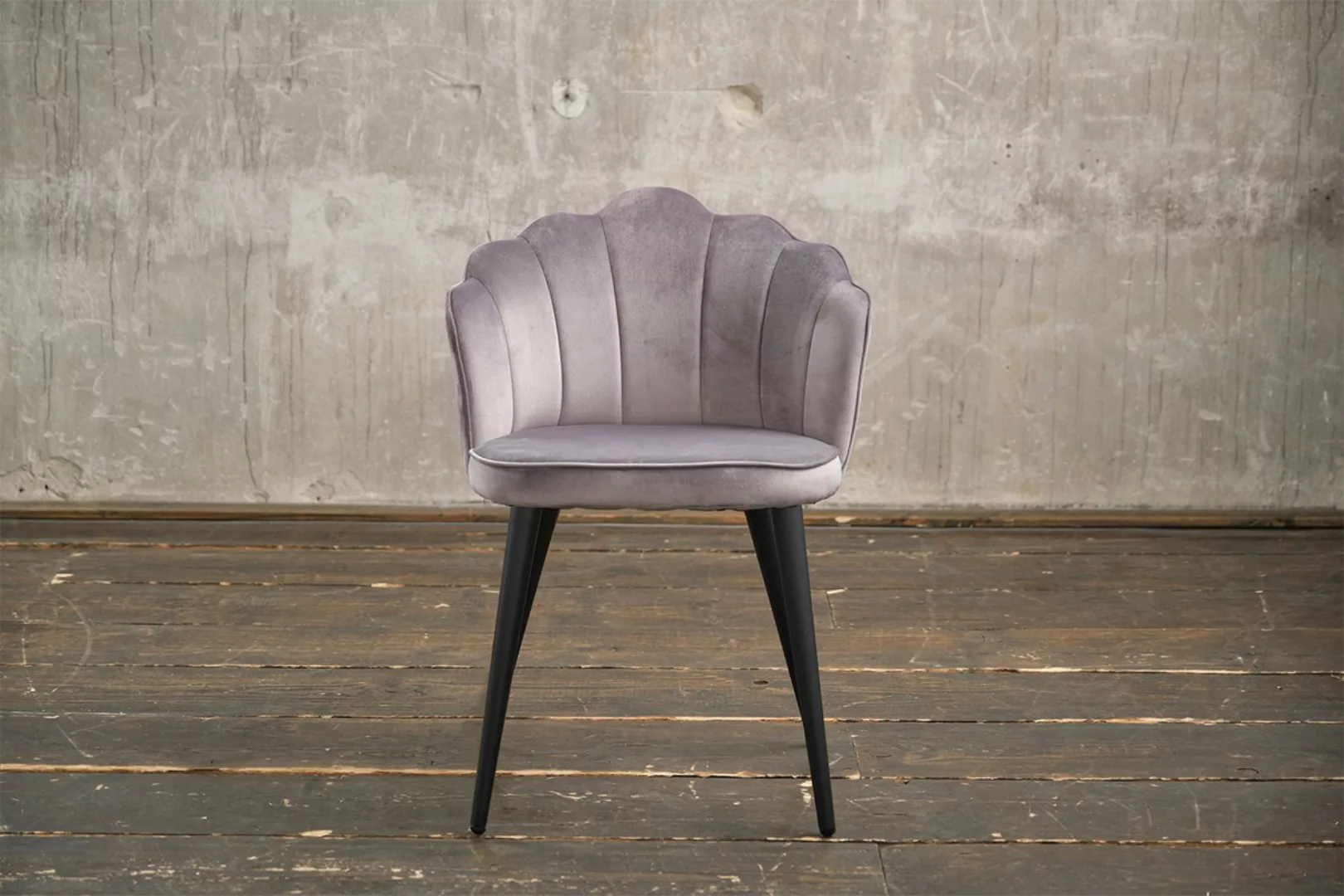 KAWOLA Stuhl SALLY Esszimmerstuhl Velvet silber Fuß schwarz günstig online kaufen